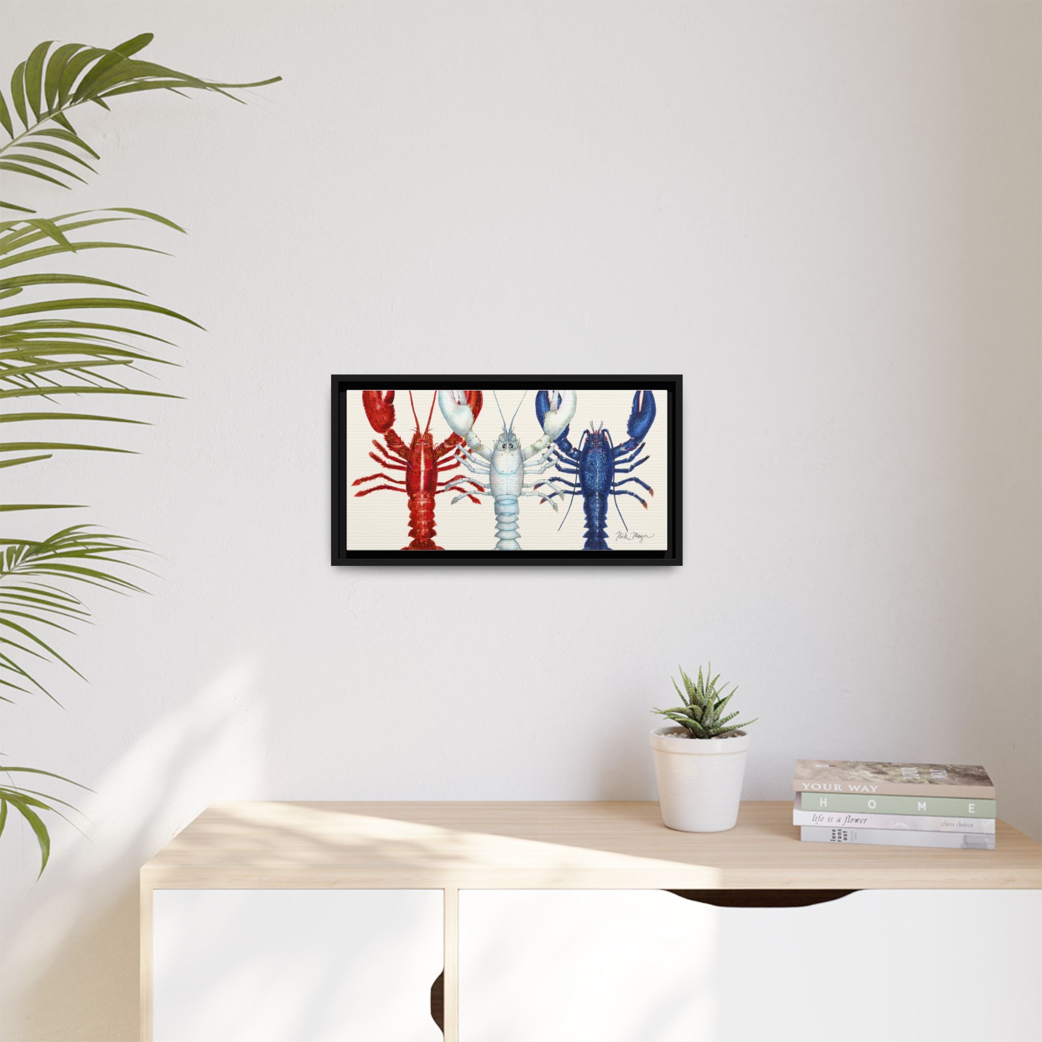 American Lobsters Trio Framed Canvas Print Printify