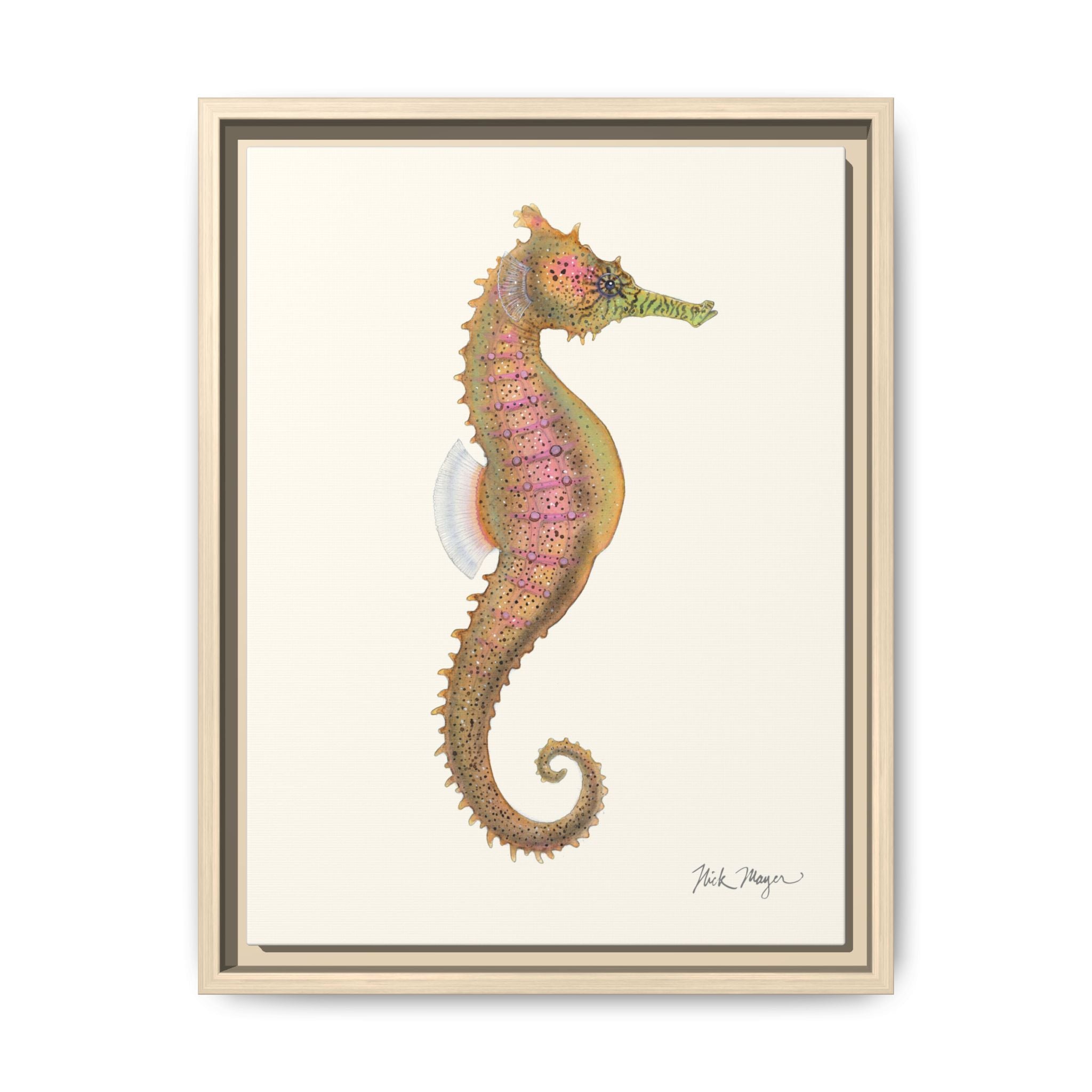 Estuary Seahorse Framed Canvas Print Printify