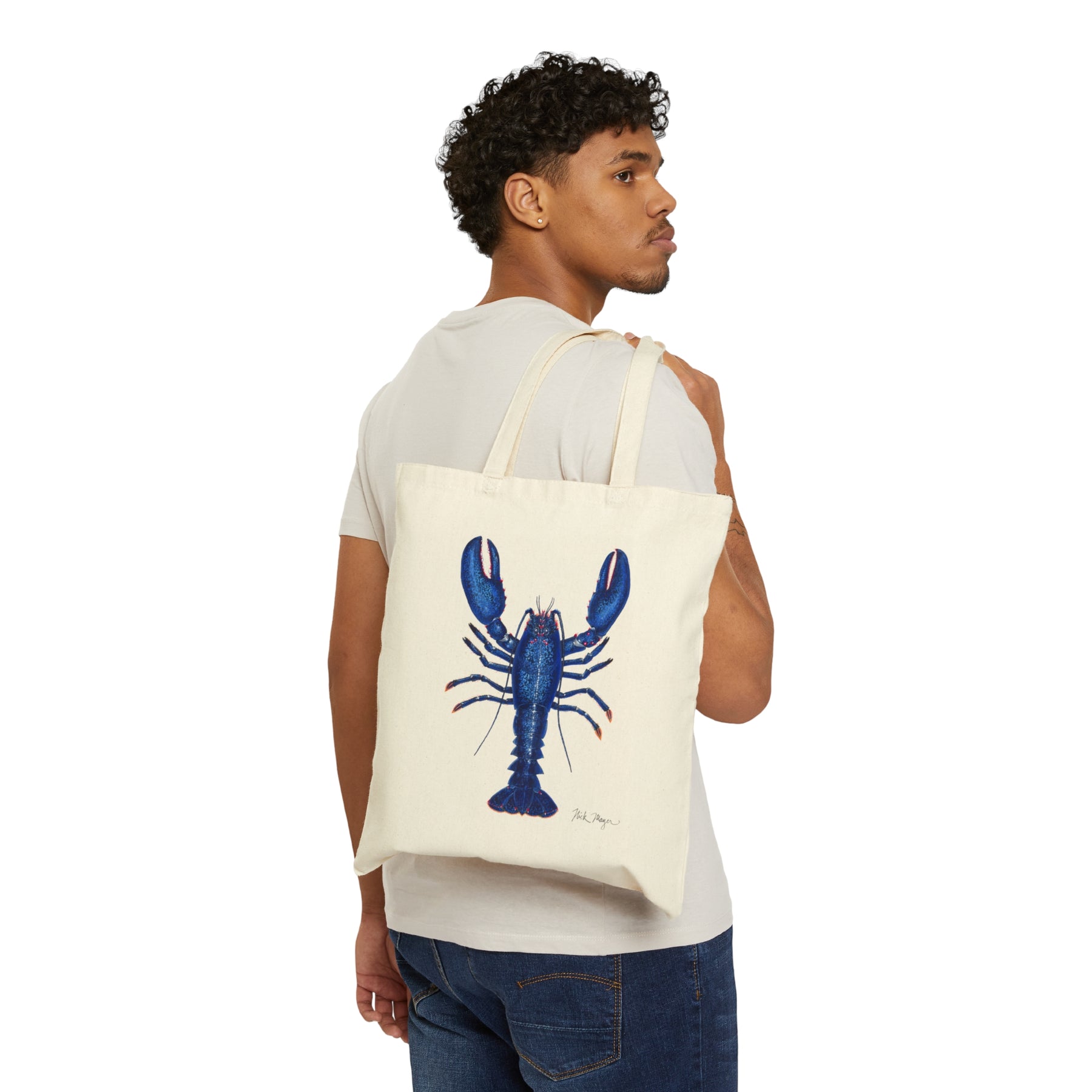 Blue Lobster Cotton Canvas Tote Bag