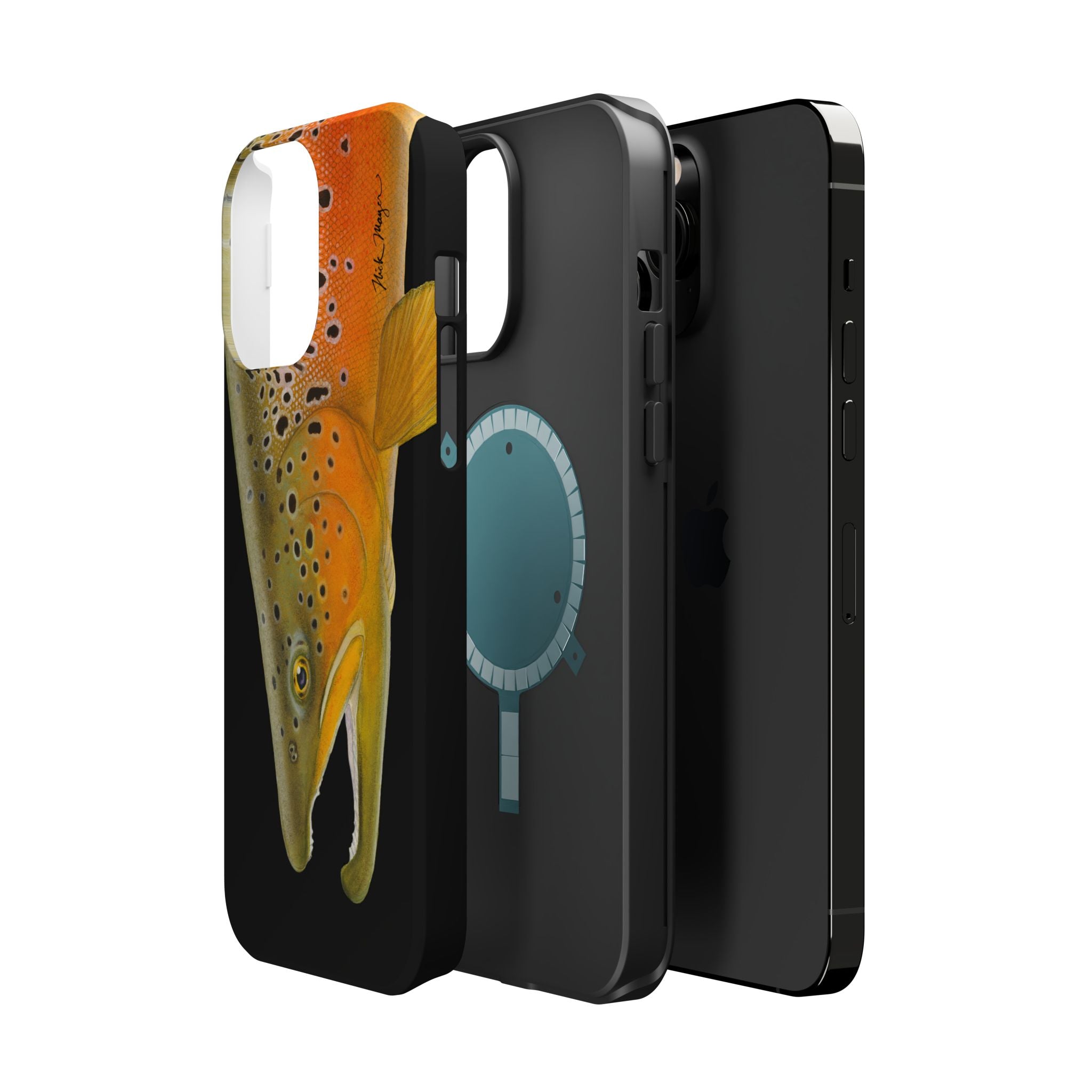 Brown Trout 2 Black MagSafe iPhone Case