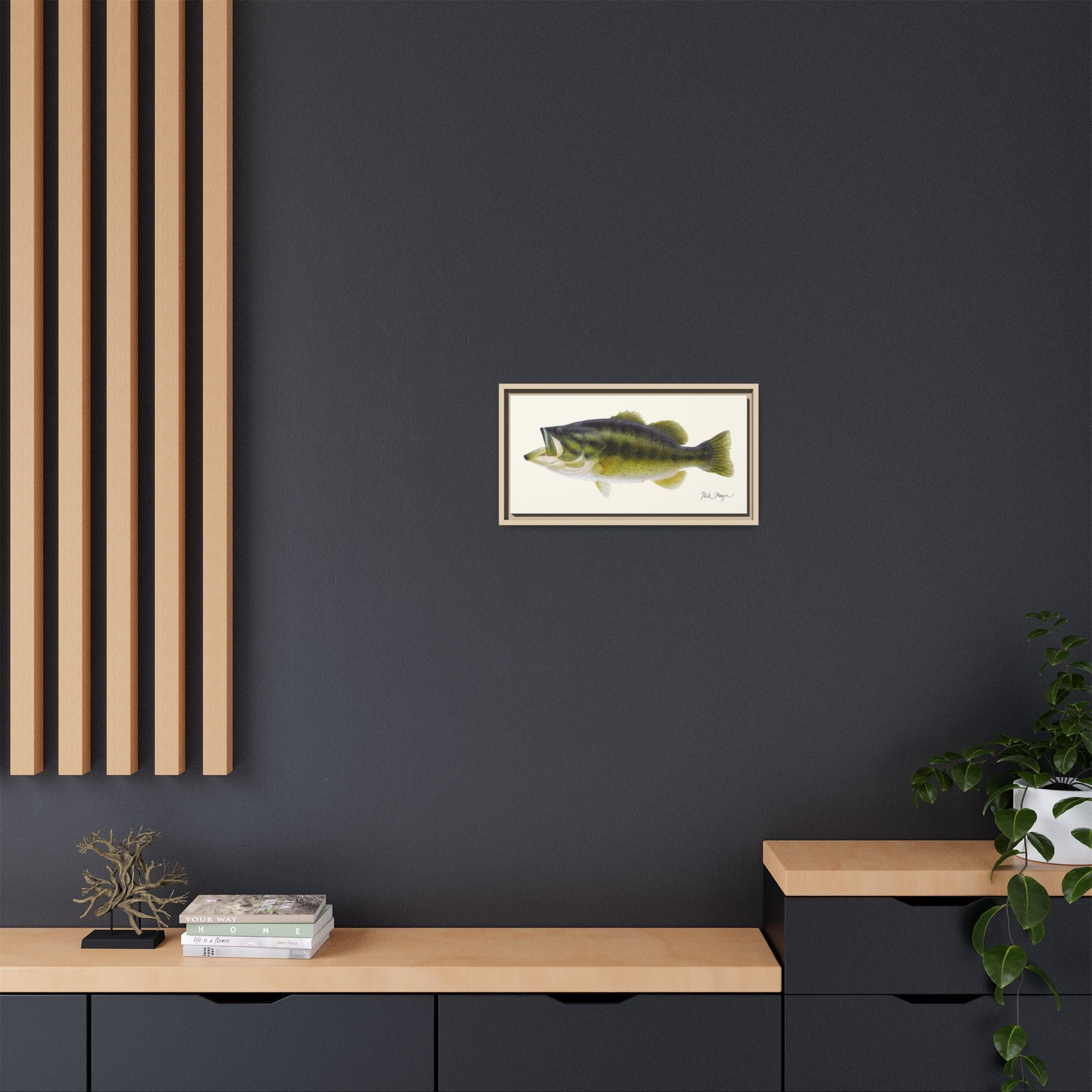 Largemouth Bass I Framed Canvas Print Printify
