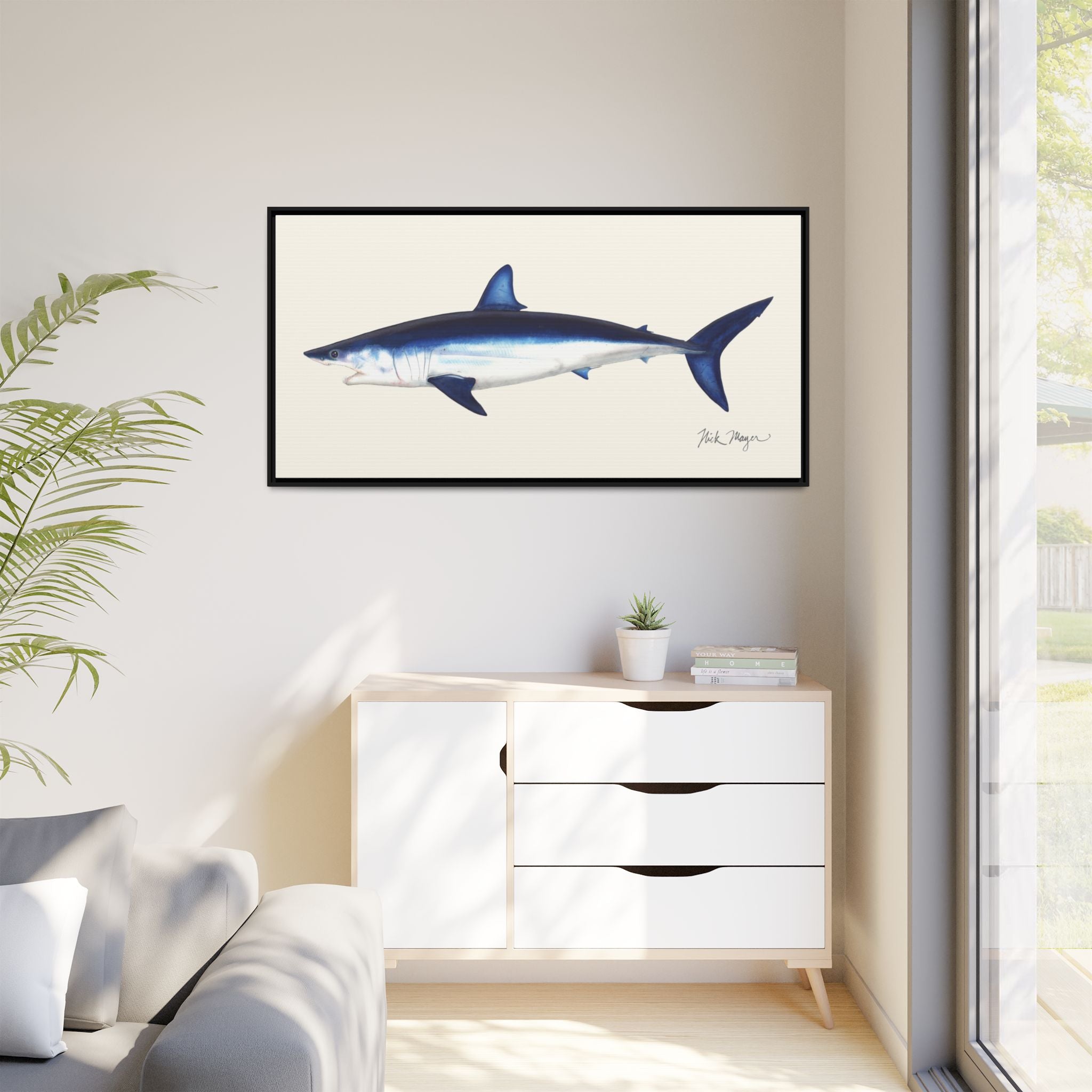 Mako Shark Framed Canvas Print Printify