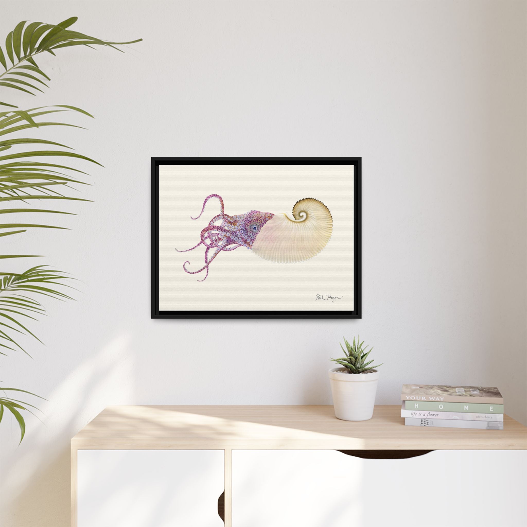 Paper Nautilus Framed Canvas Print Printify