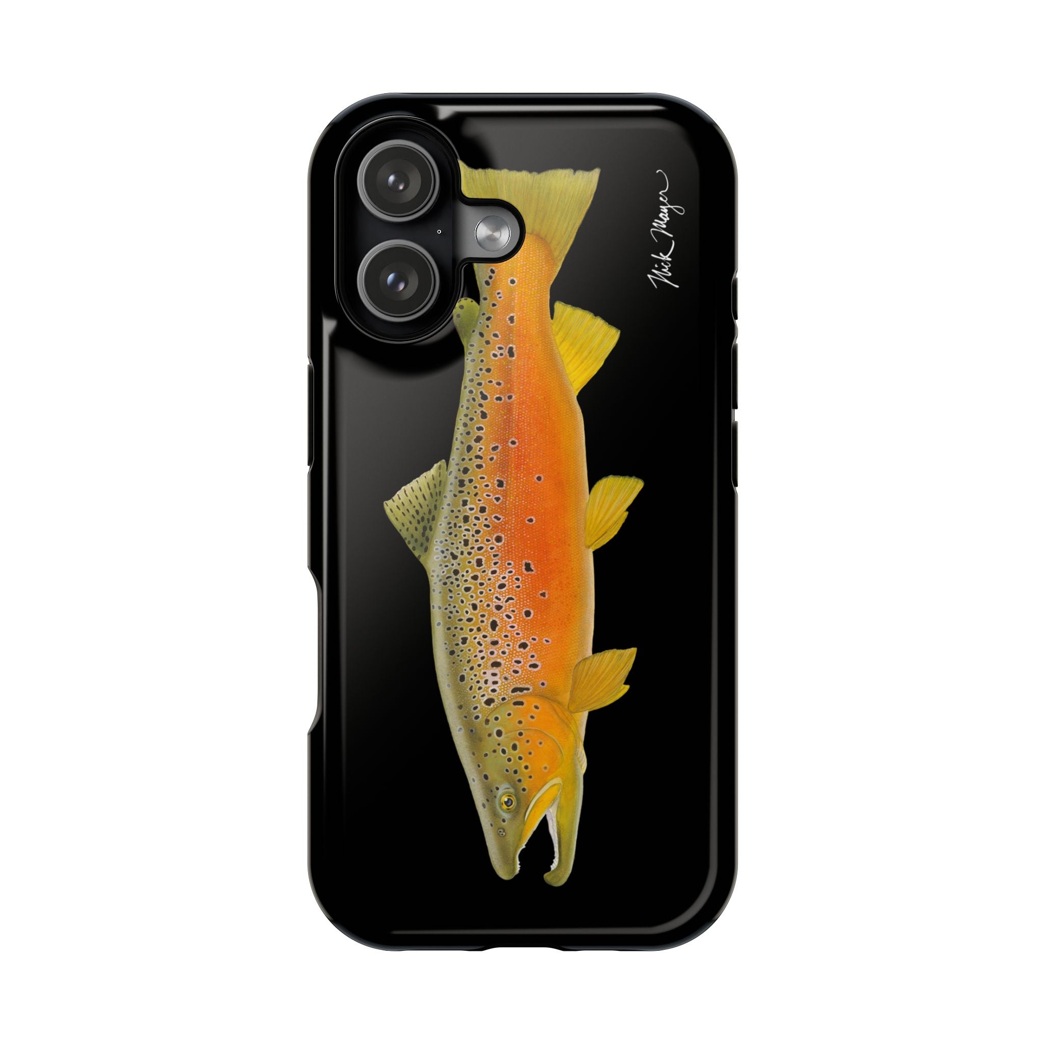 Brown Trout 2 Black MagSafe iPhone Case, NEW for Holiday 2025!