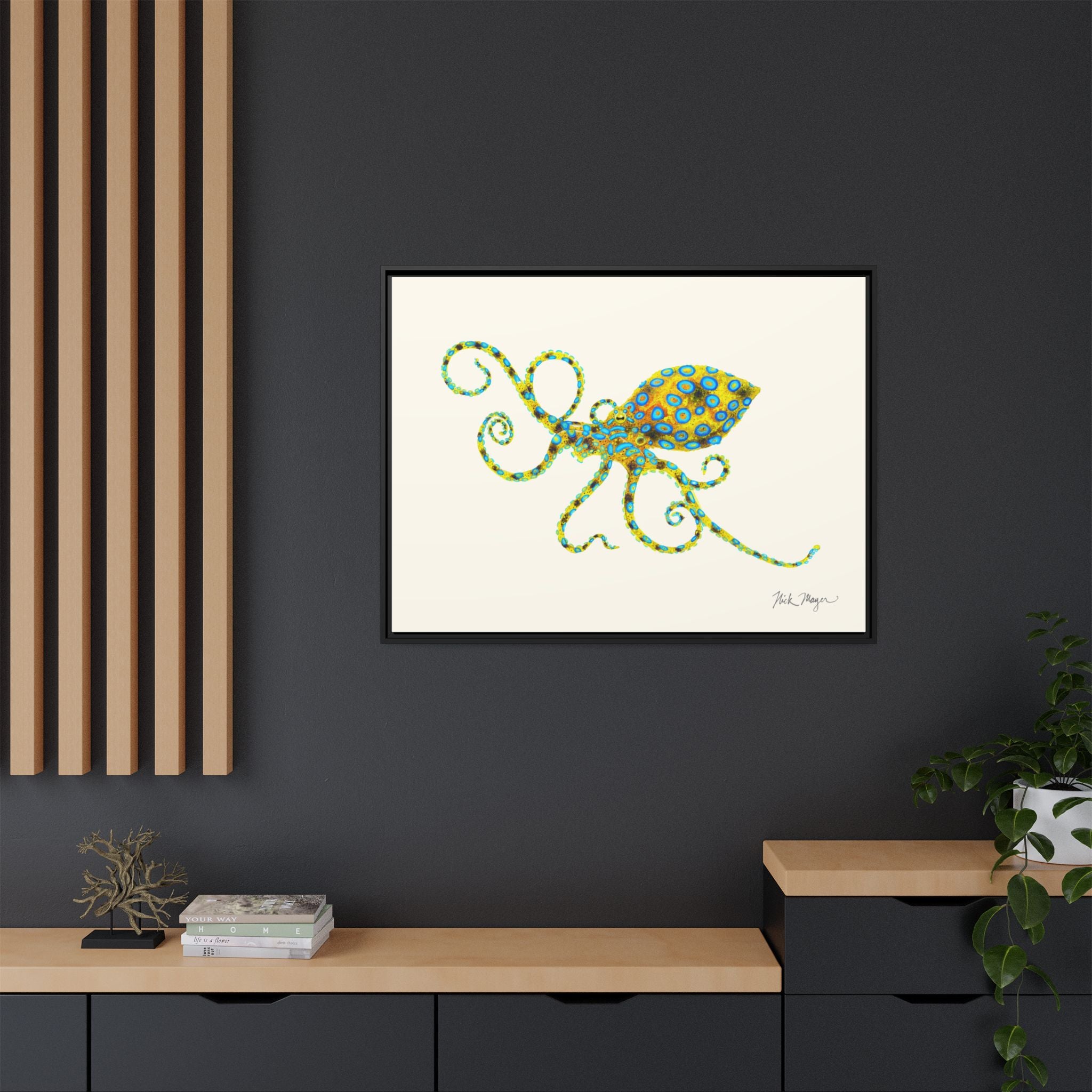 Blue Ringed Octopus Framed Canvas Print Printify