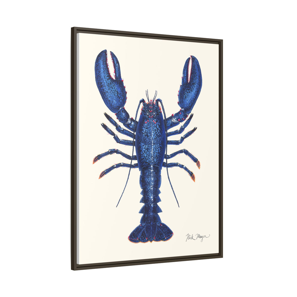 Blue Lobster II Framed Canvas Print Printify
