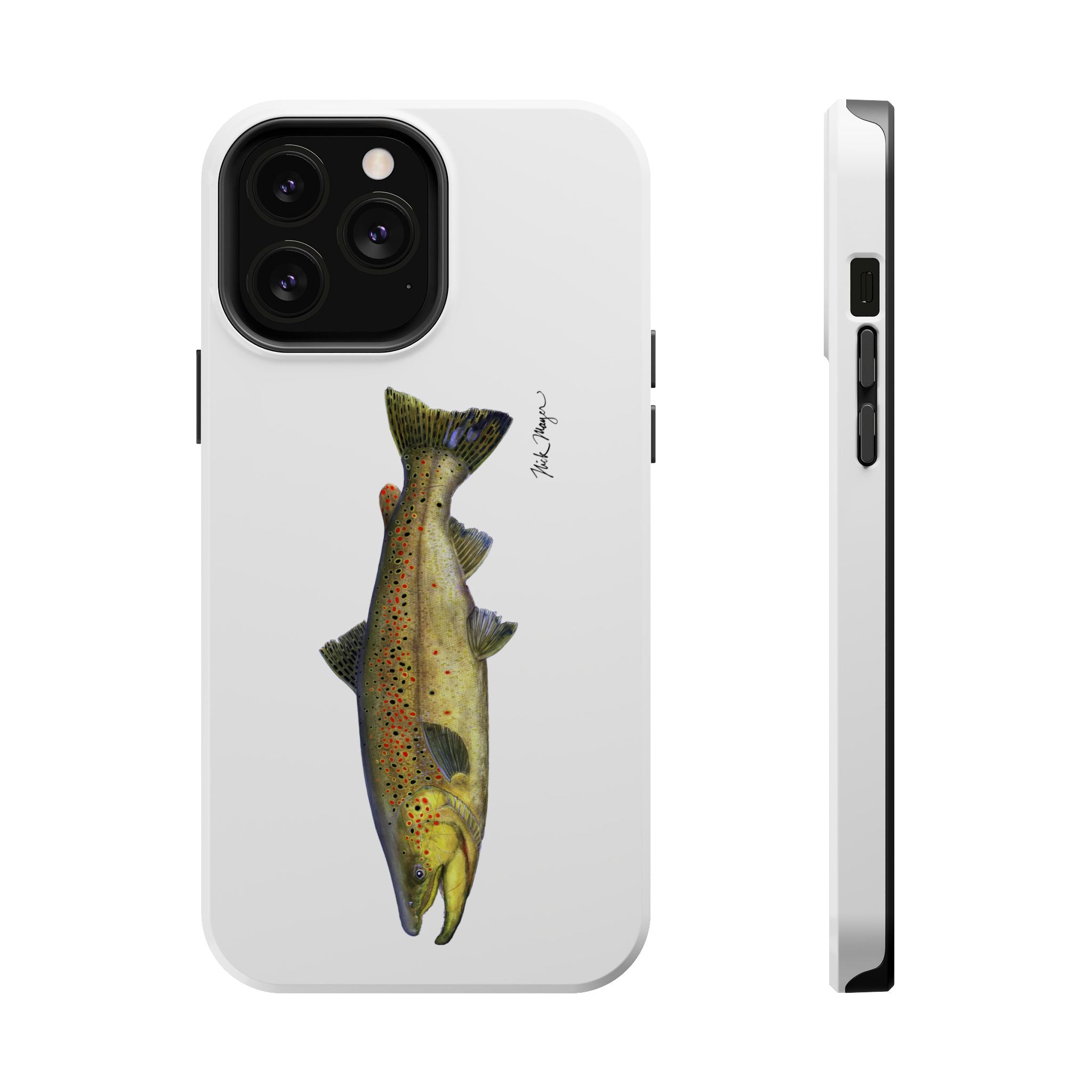 Brown Trout MagSafe White iPhone Case
