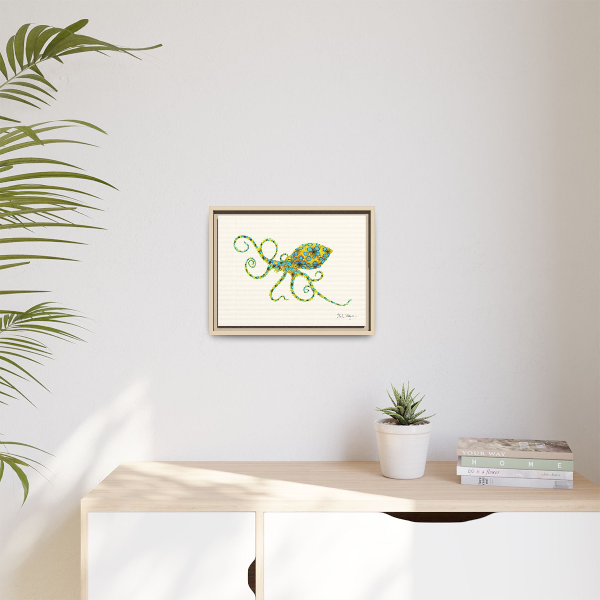 Blue Ringed Octopus Framed Canvas Print Printify