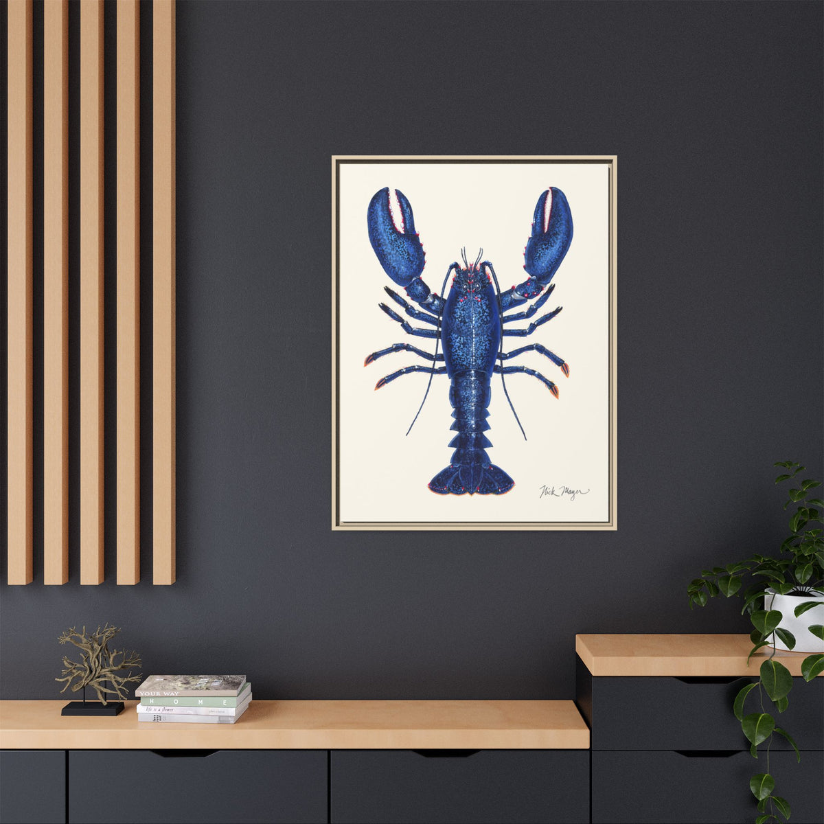 Blue Lobster II Framed Canvas Print Printify