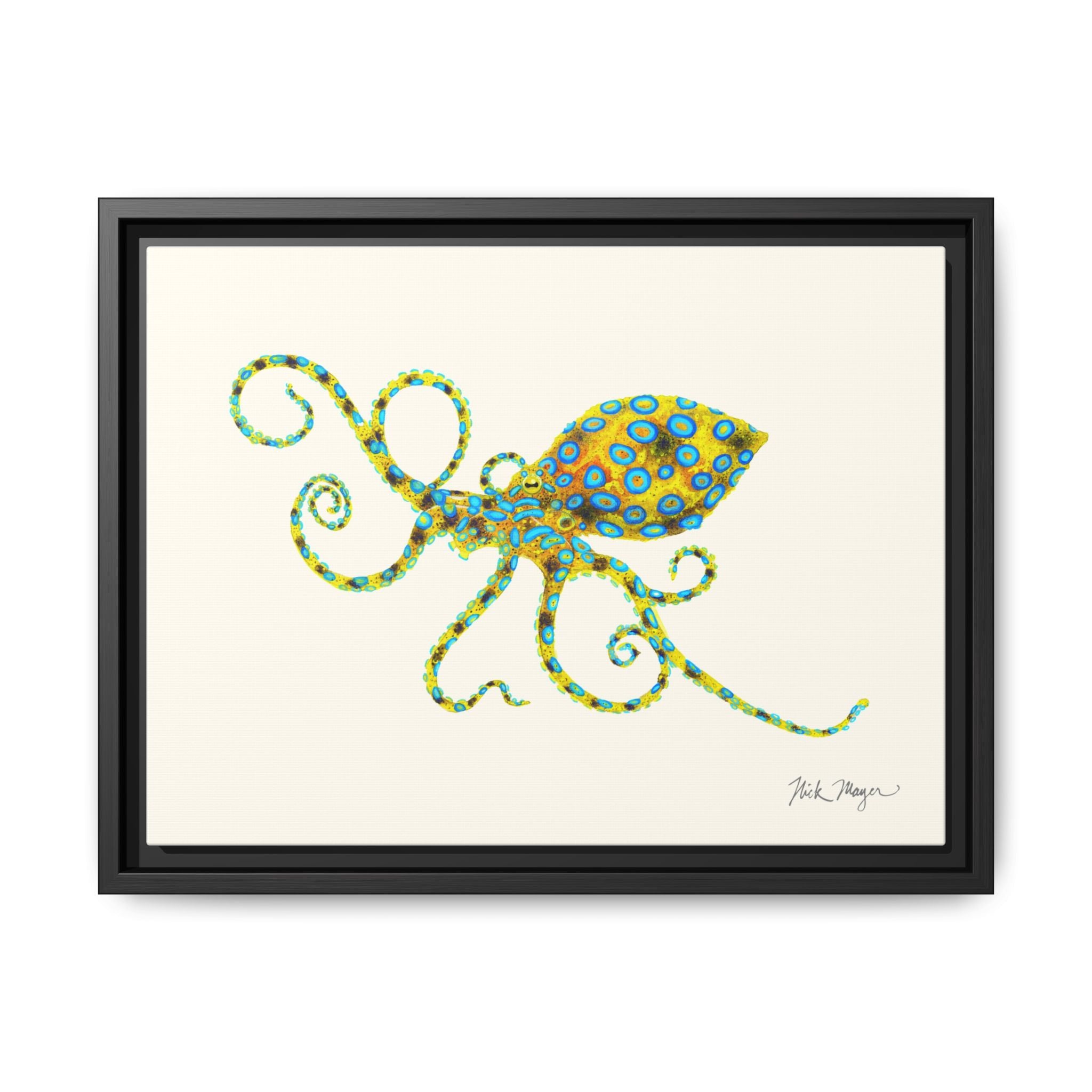 Blue Ringed Octopus Framed Canvas Print Printify