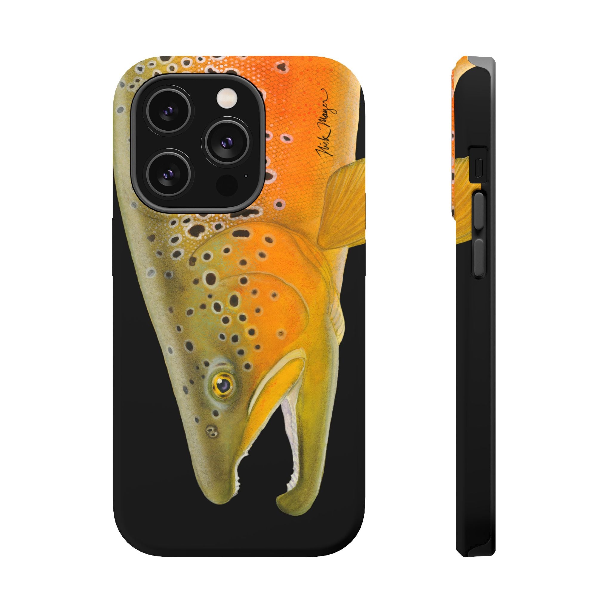 Brown Trout 2 Black MagSafe iPhone Case