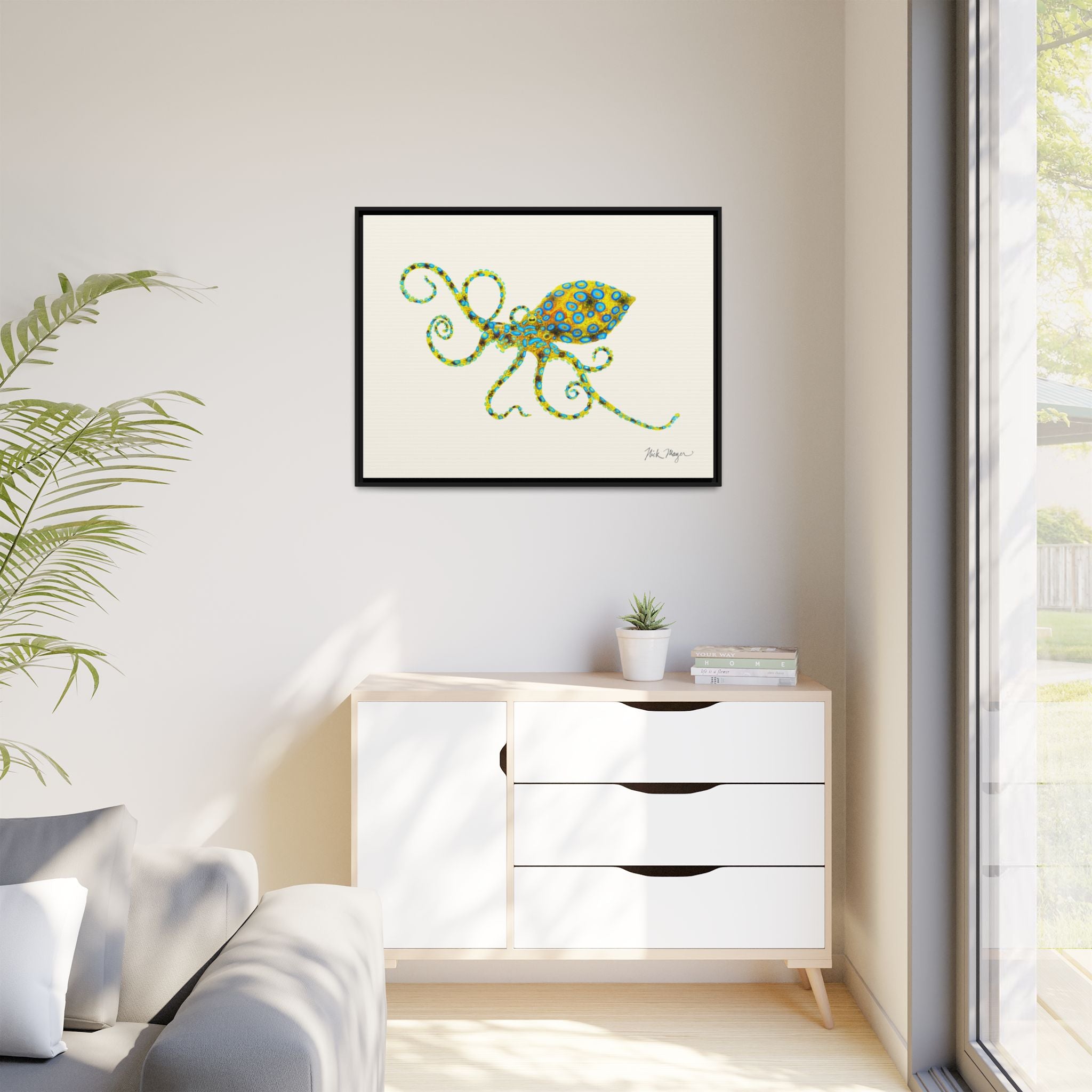 Blue Ringed Octopus Framed Canvas Print Printify