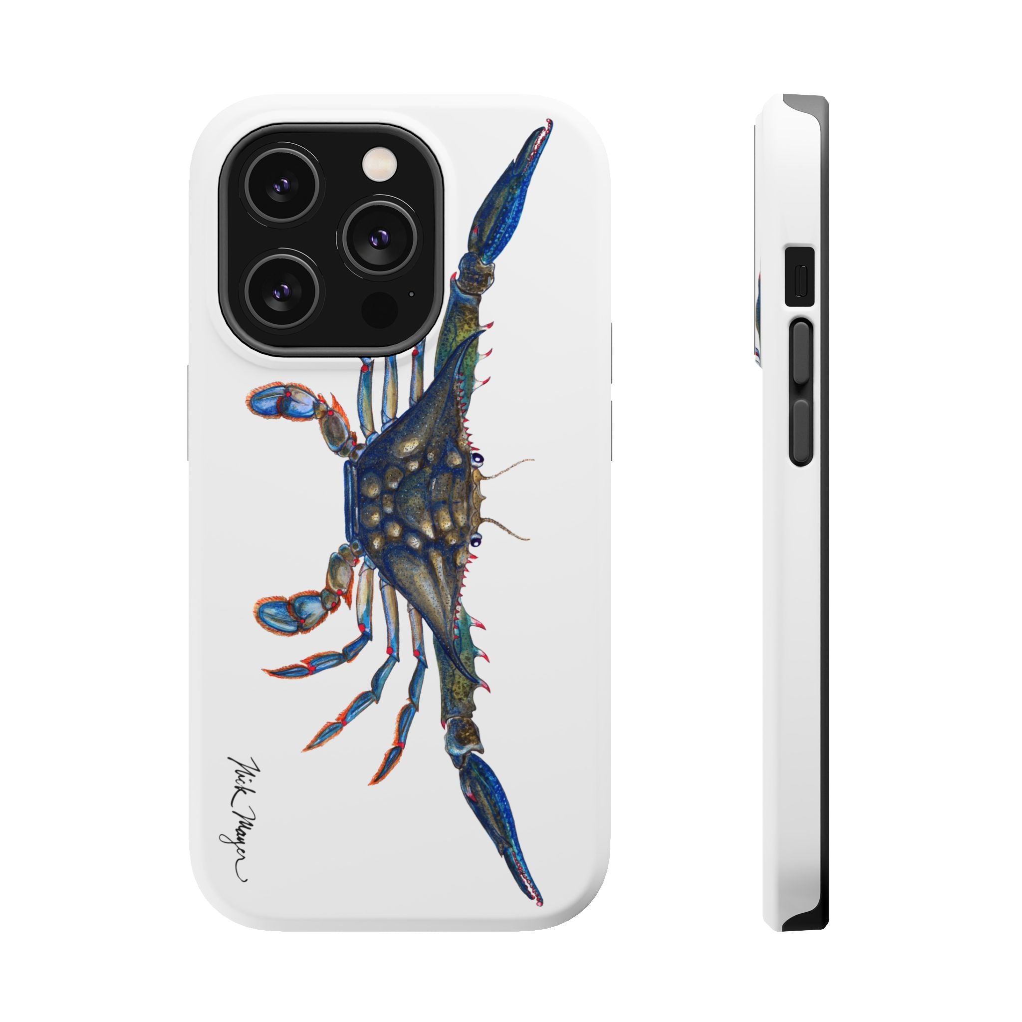 Blue Crab MagSafe White iPhone Case