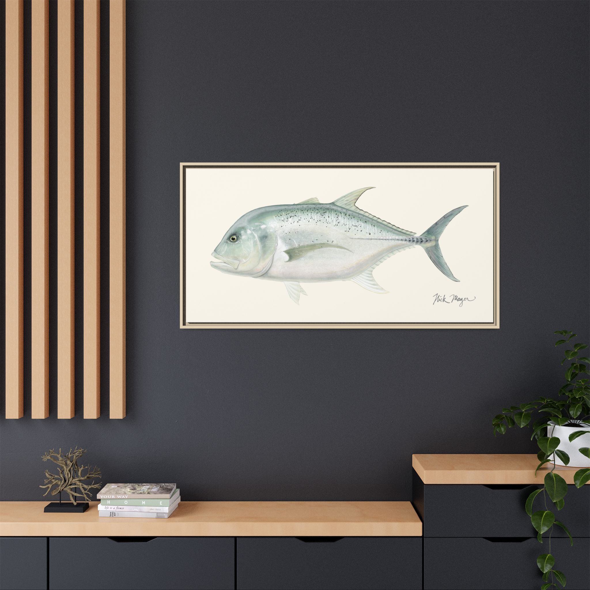 Boss Giant Trevally Framed Canvas Print Printify