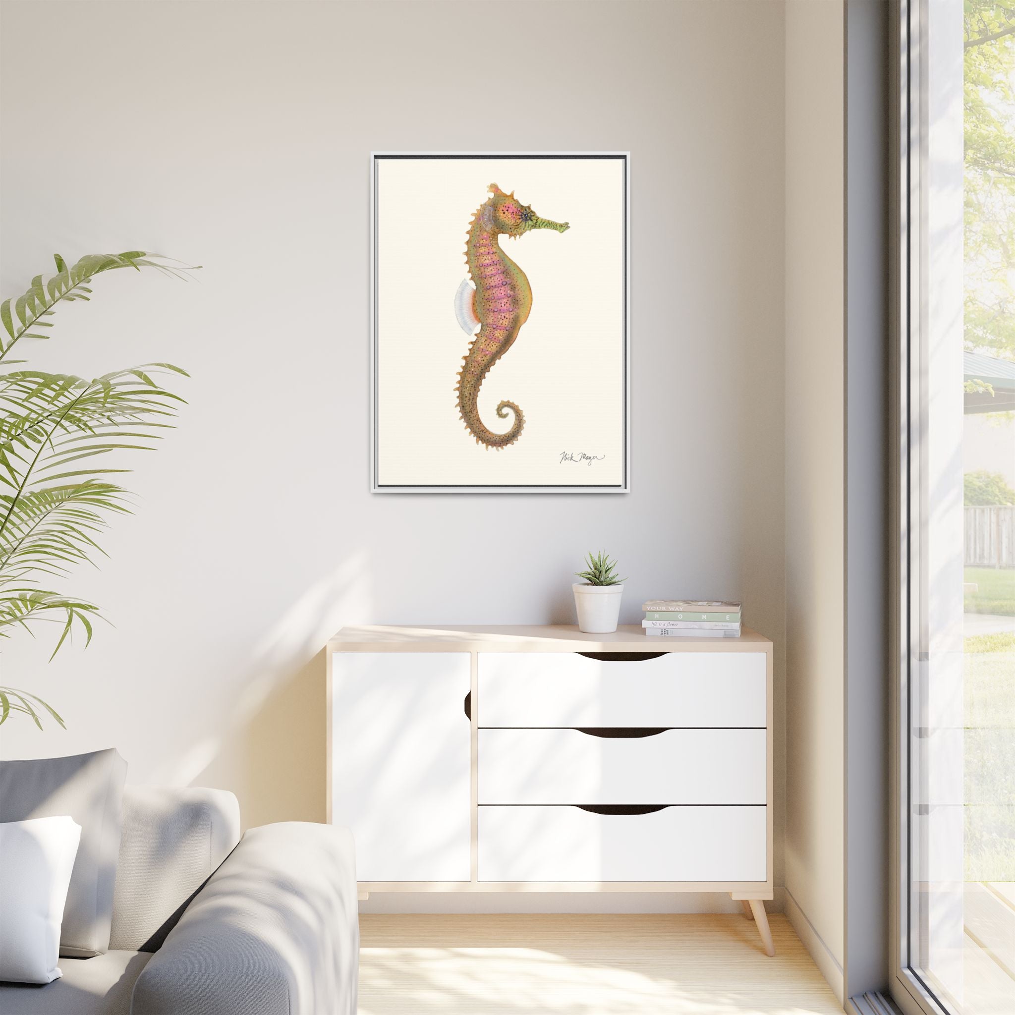 Estuary Seahorse Framed Canvas Print Printify