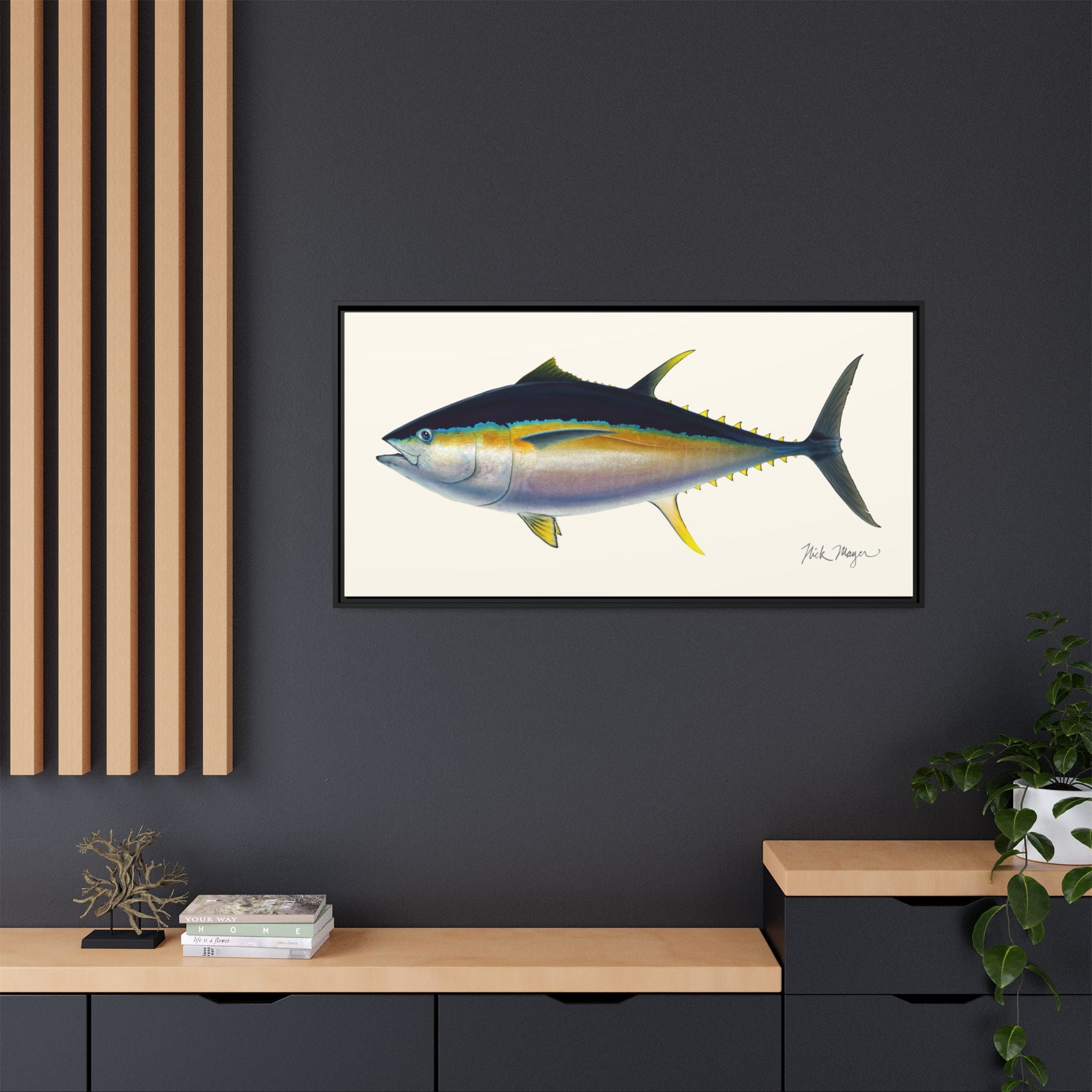 Bigeye Tuna Framed Canvas Print Printify