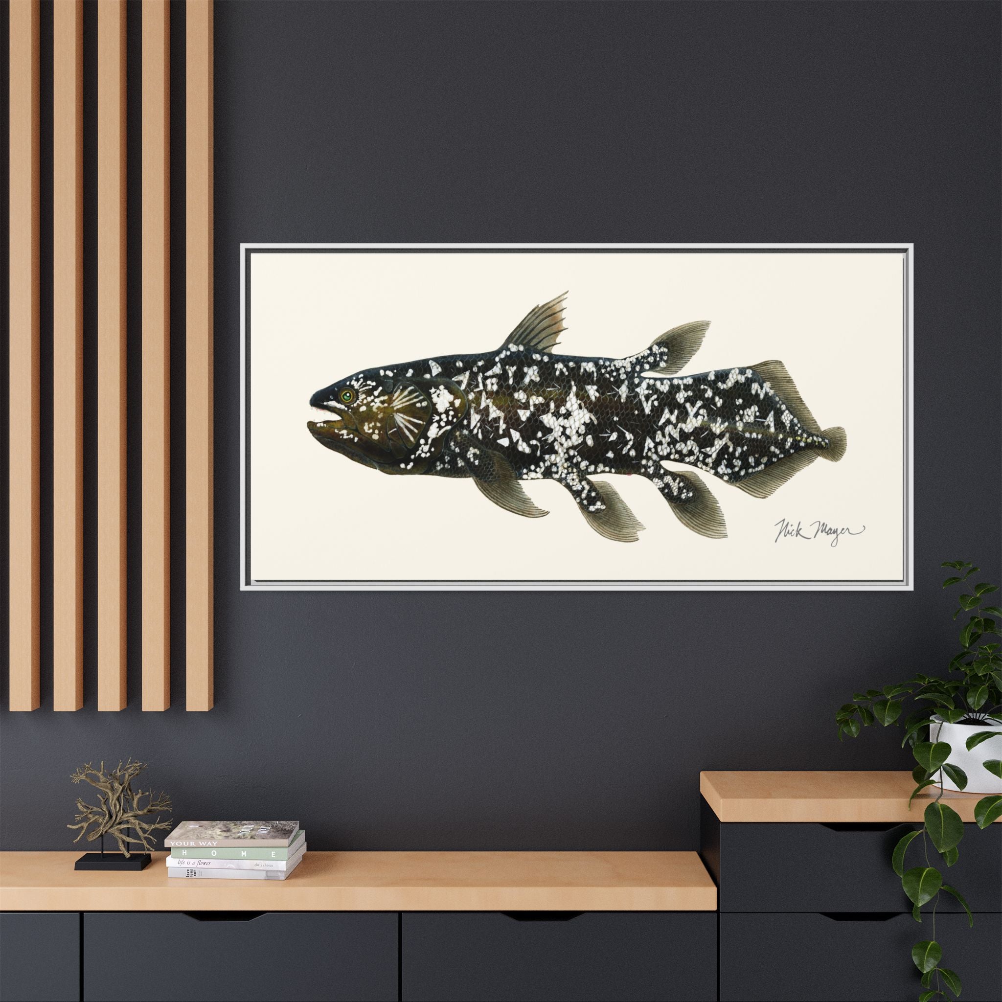 Coelacanth Framed Canvas Print Printify