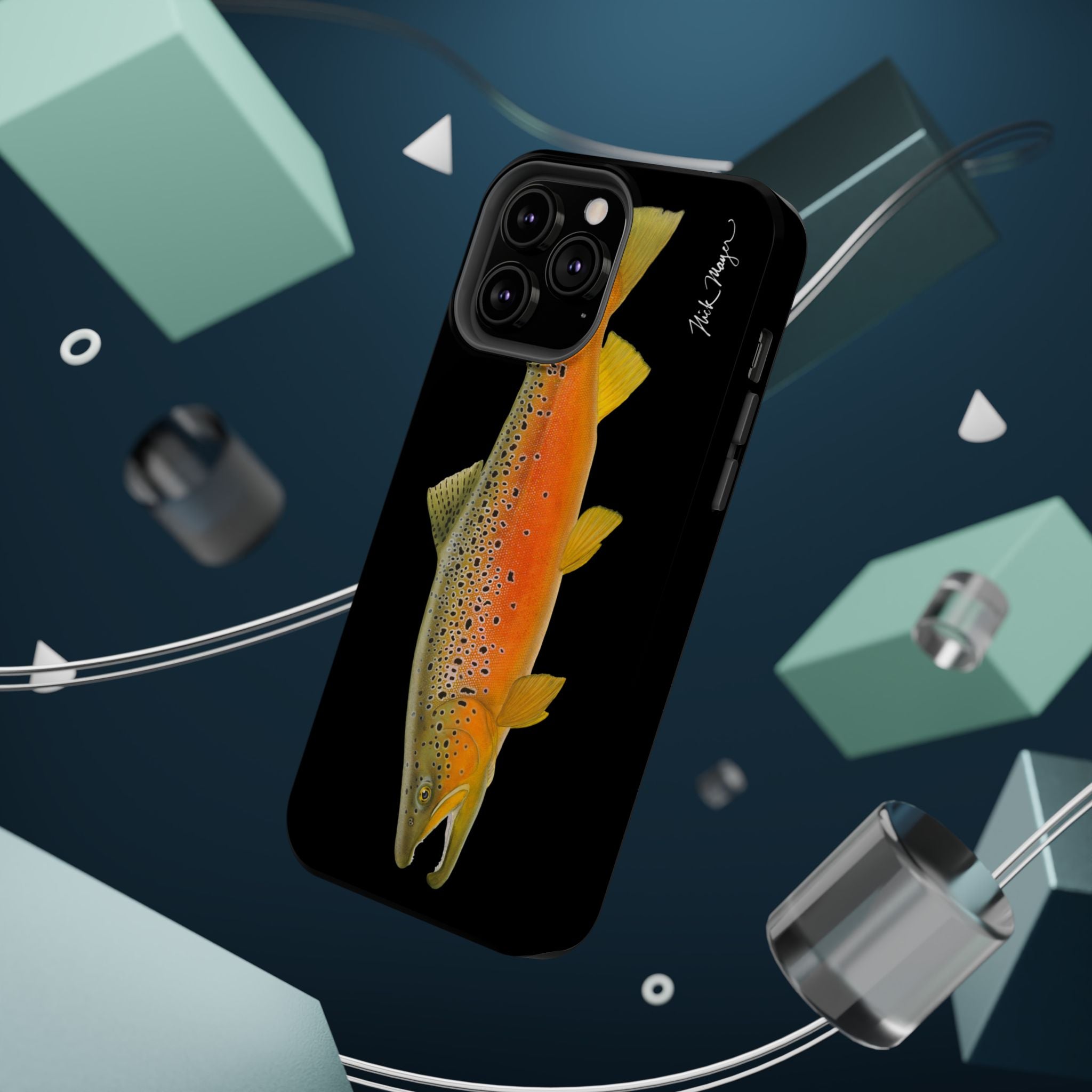 Brown Trout 2 Black MagSafe iPhone Case, NEW for Holiday 2025!