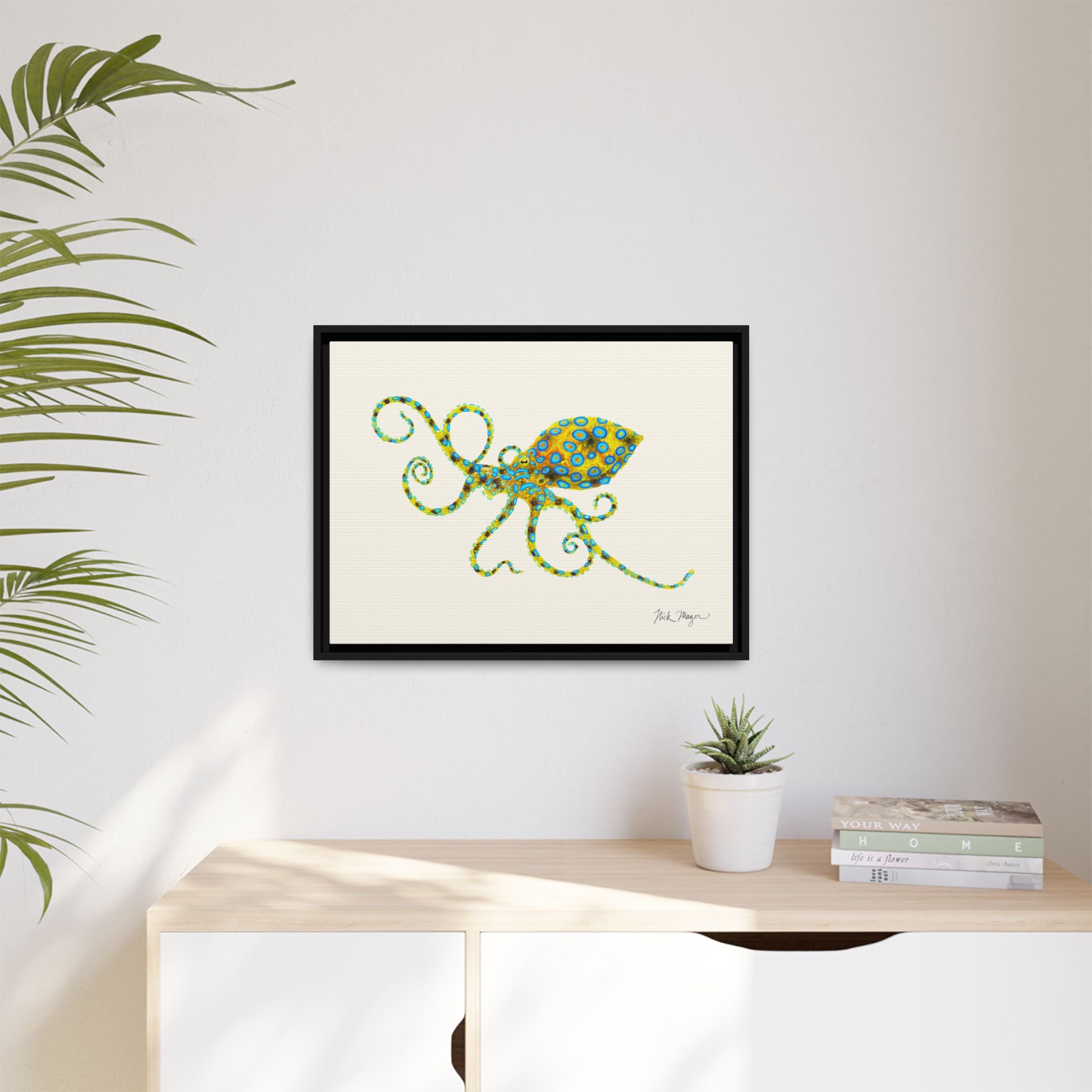 Blue Ringed Octopus Framed Canvas Print Printify