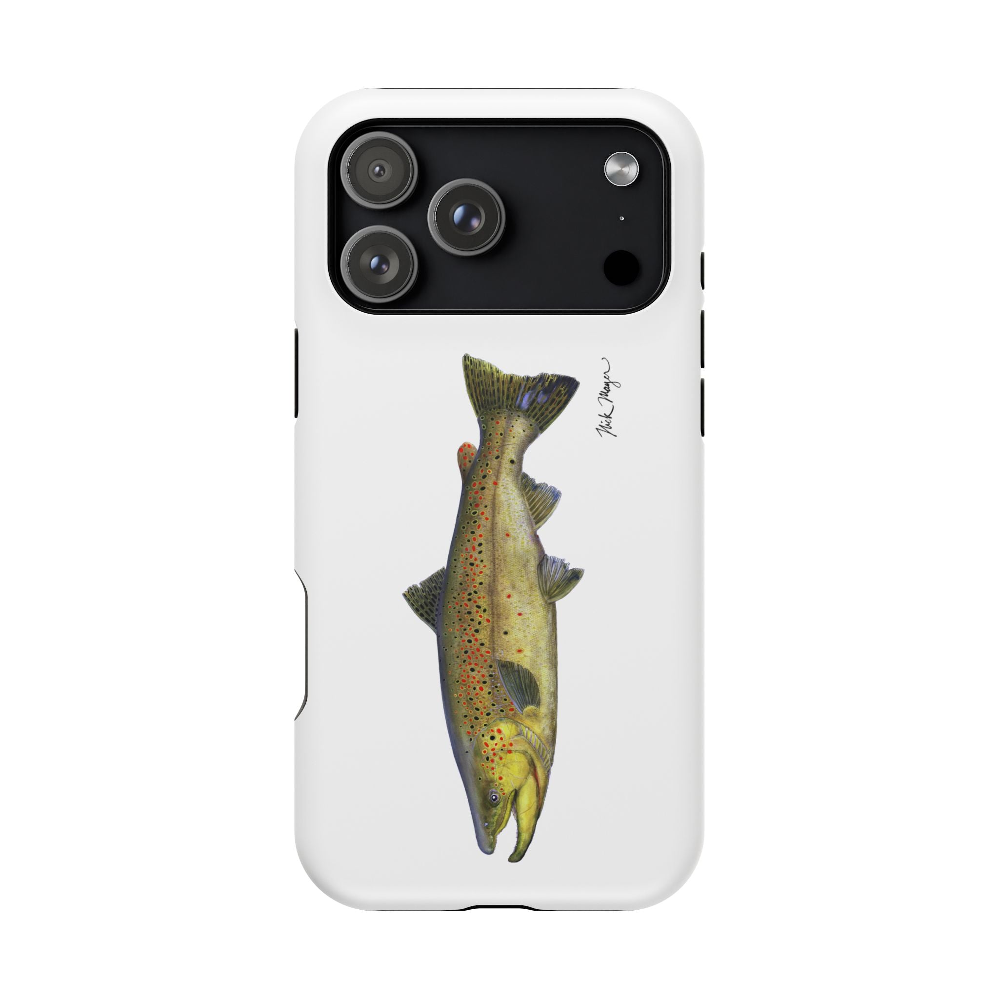 Brown Trout MagSafe White iPhone Case