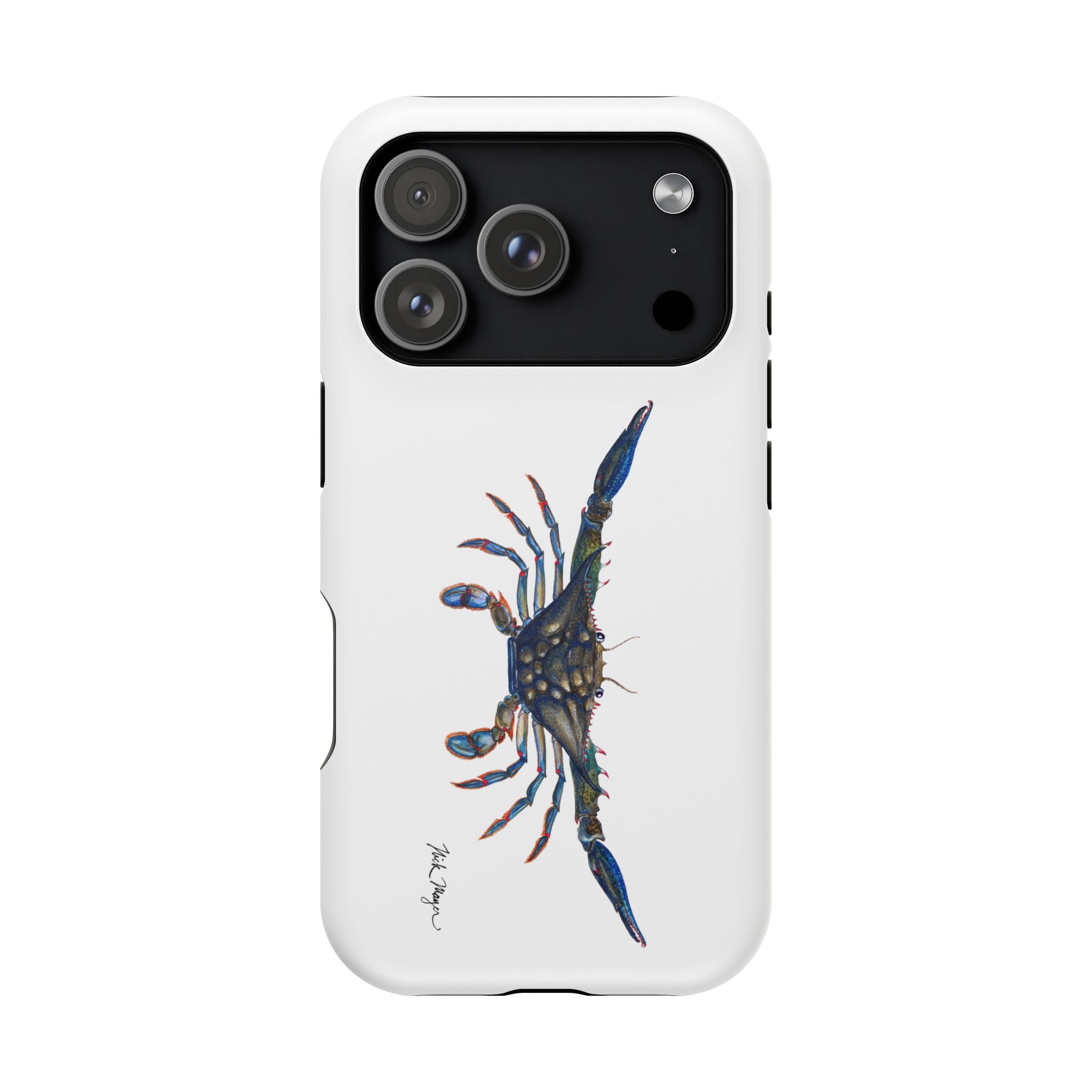 Blue Crab MagSafe White iPhone Case