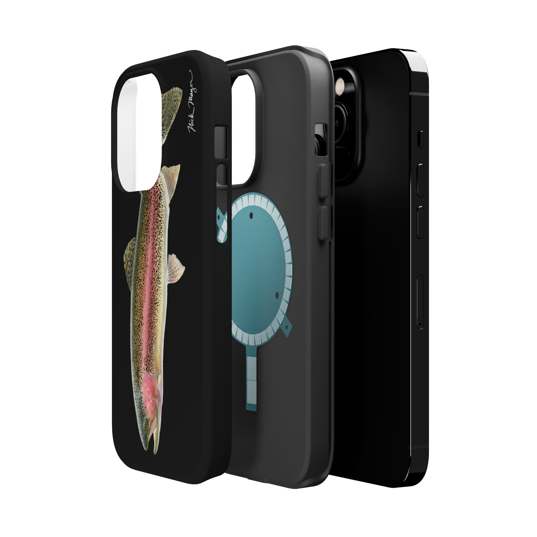 Rainbow Trout MagSafe Black iPhone Case