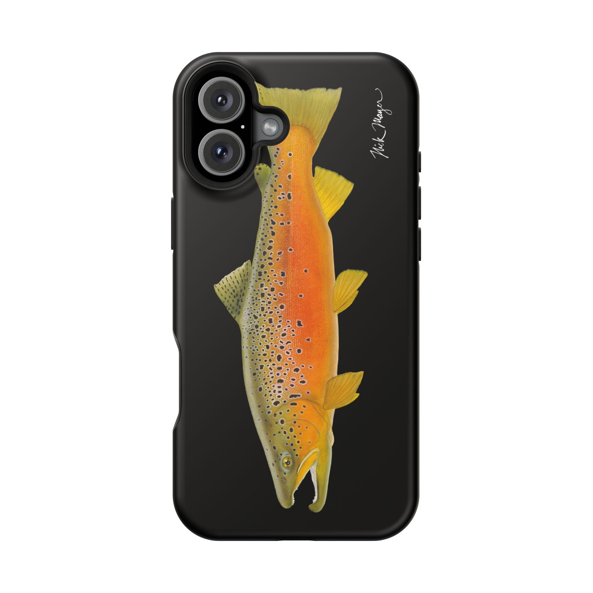 Brown Trout 2 Black MagSafe iPhone Case, NEW for Holiday 2025!