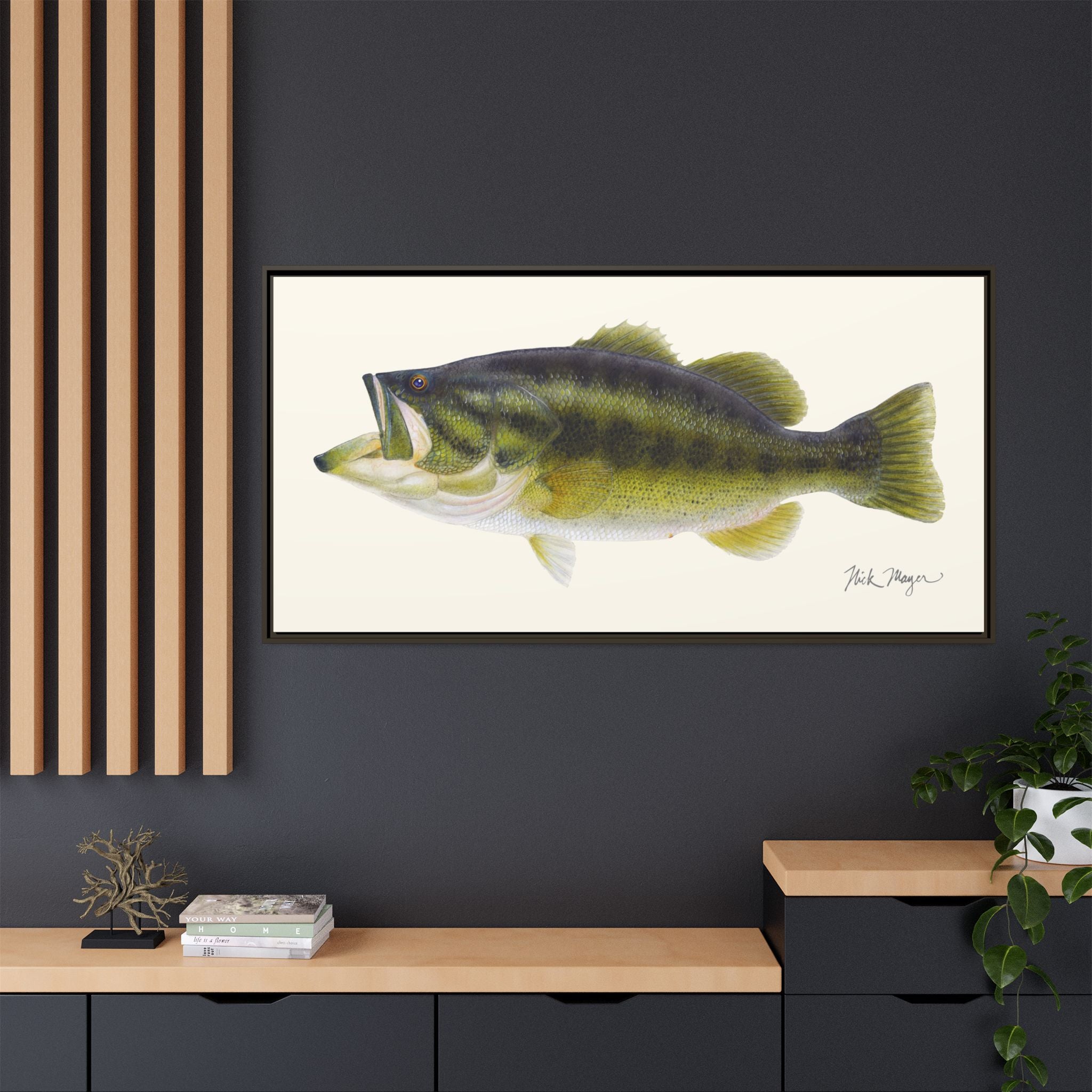 Largemouth Bass I Framed Canvas Print Printify