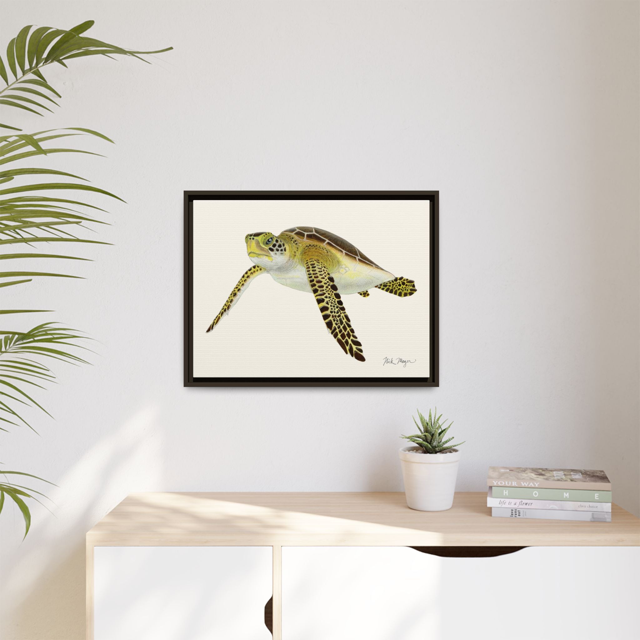 Green Sea Turtle III Framed Canvas Print Printify
