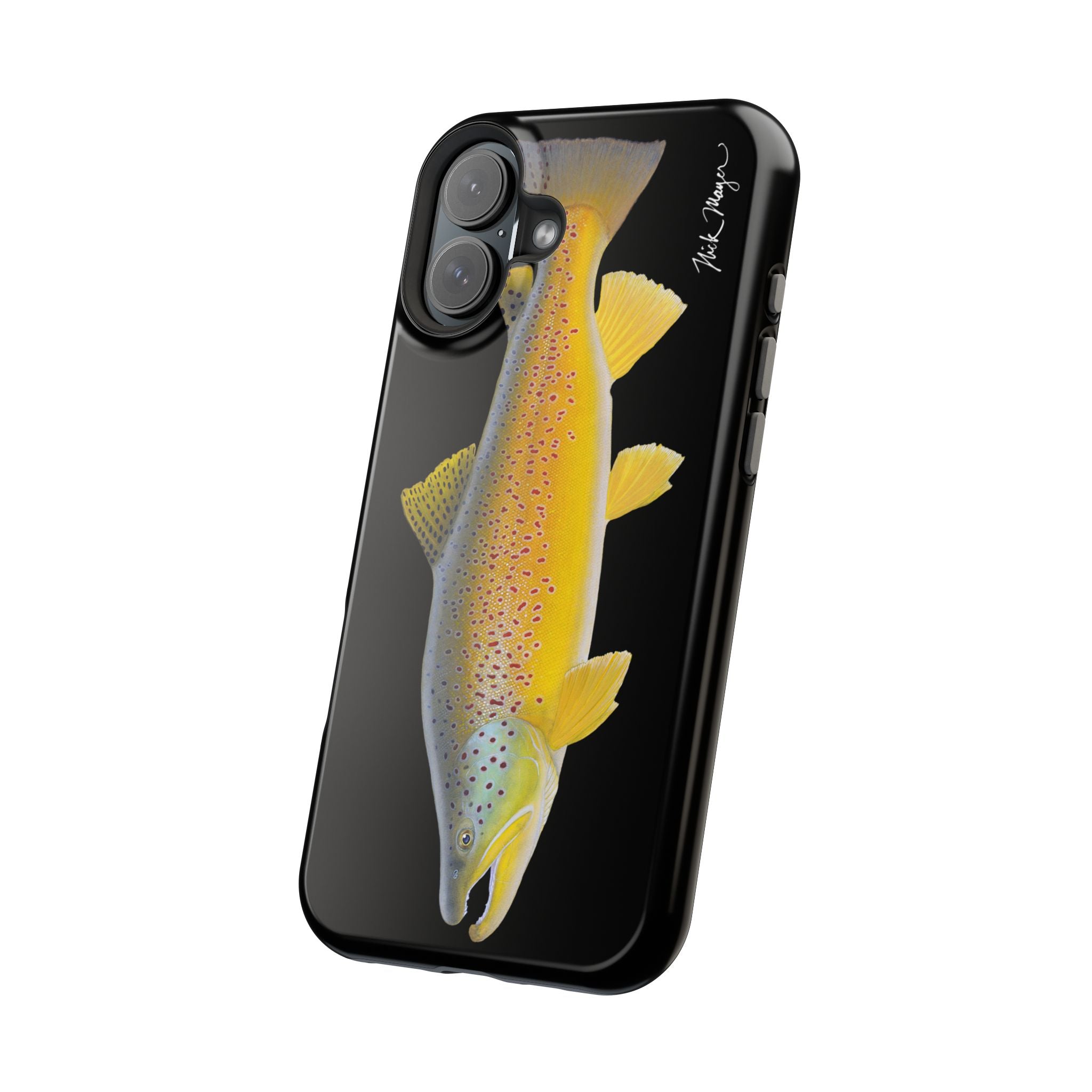 Brown Trout 3 Black MagSafe iPhone Case