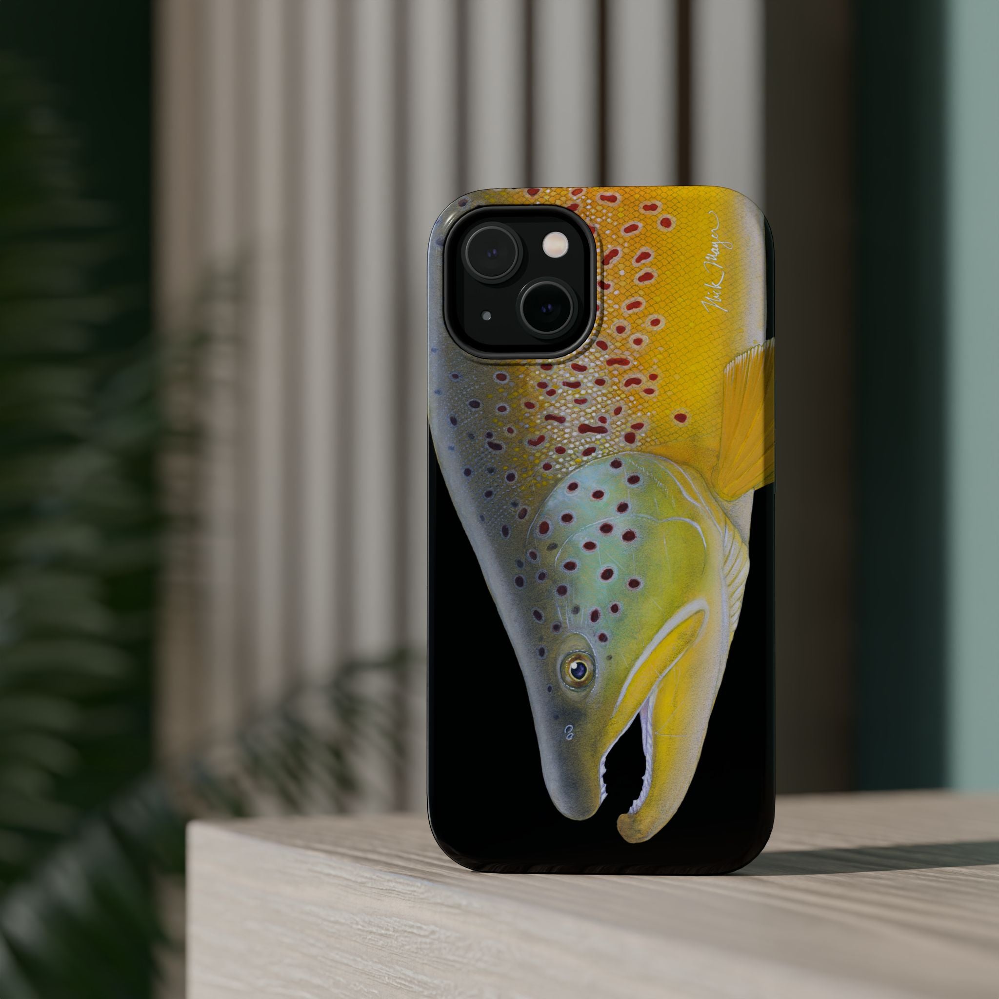 Brown Trout 3 Face Black MagSafe iPhone Case