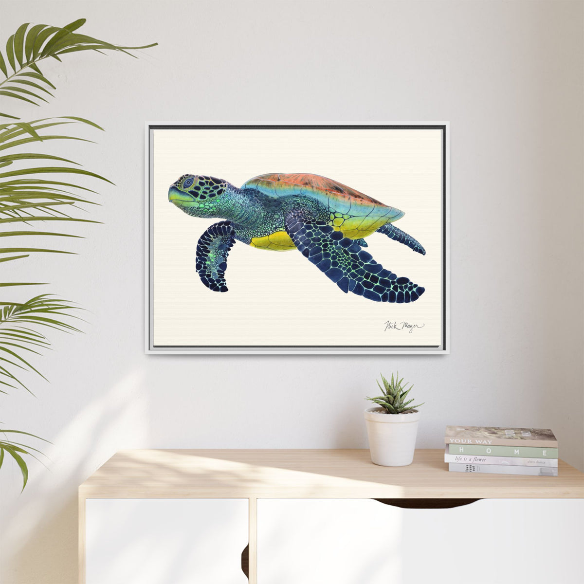 Green Sea Turtle II Framed Canvas Print Printify