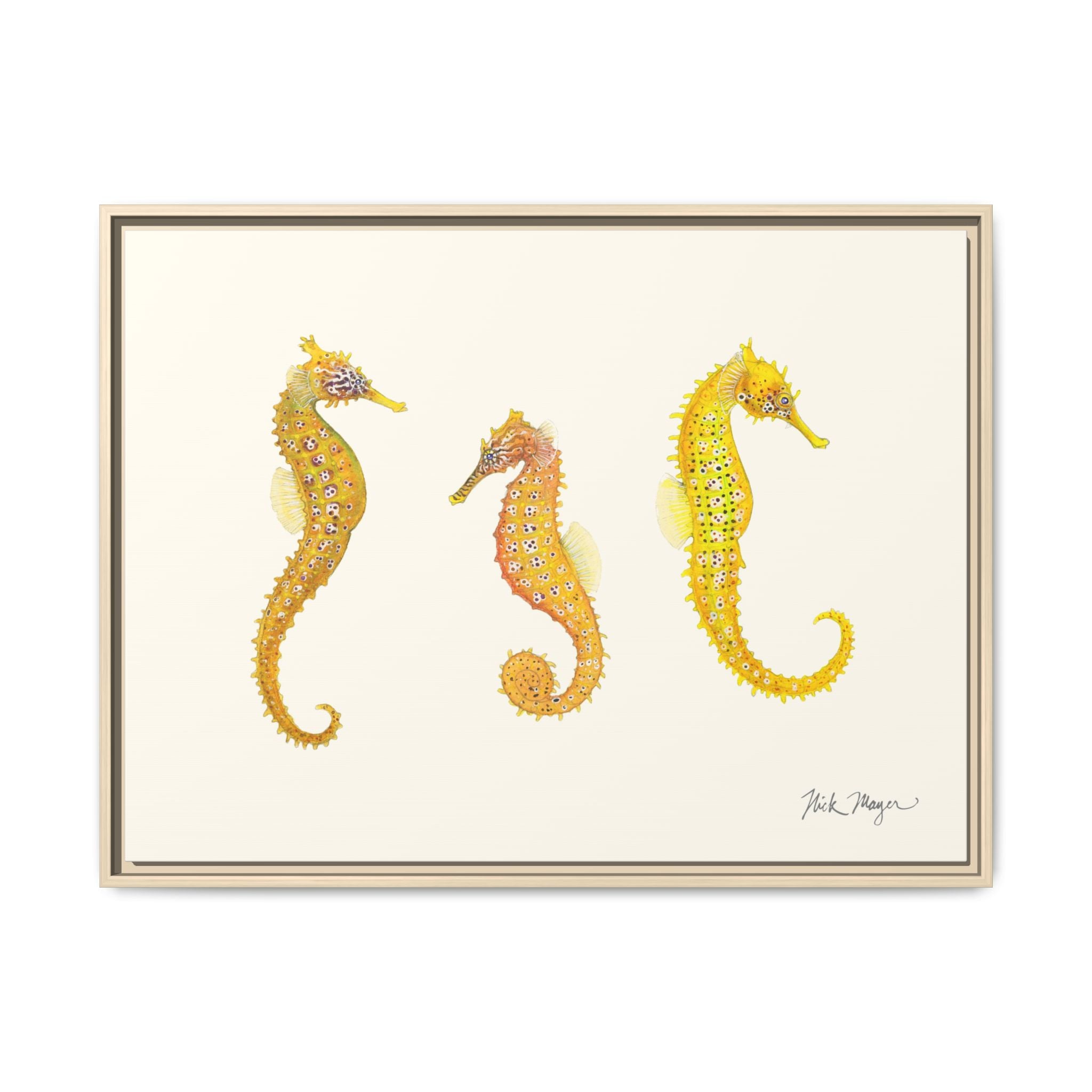 Giant Seahorse Trio Framed Canvas Print Printify