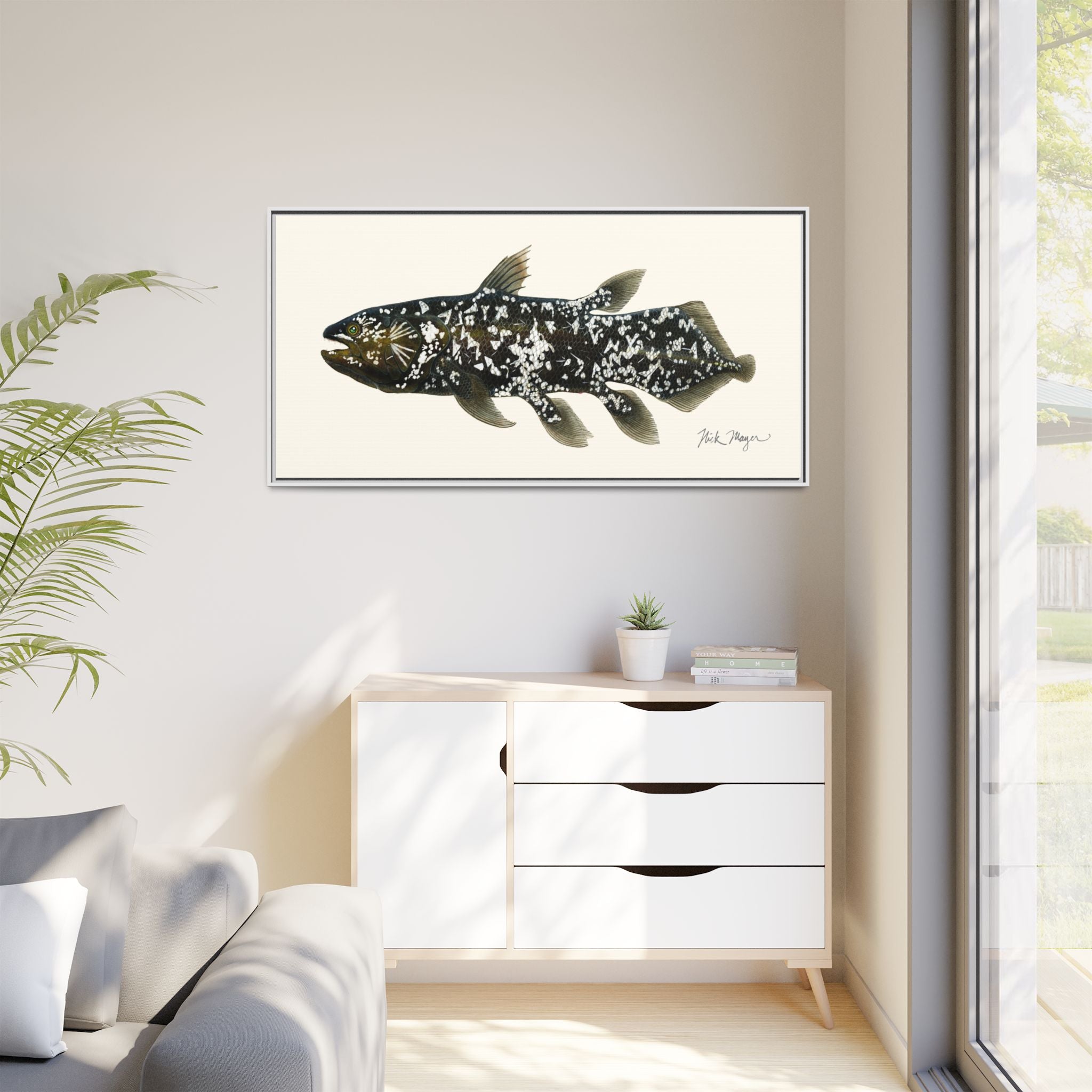 Coelacanth Framed Canvas Print Printify