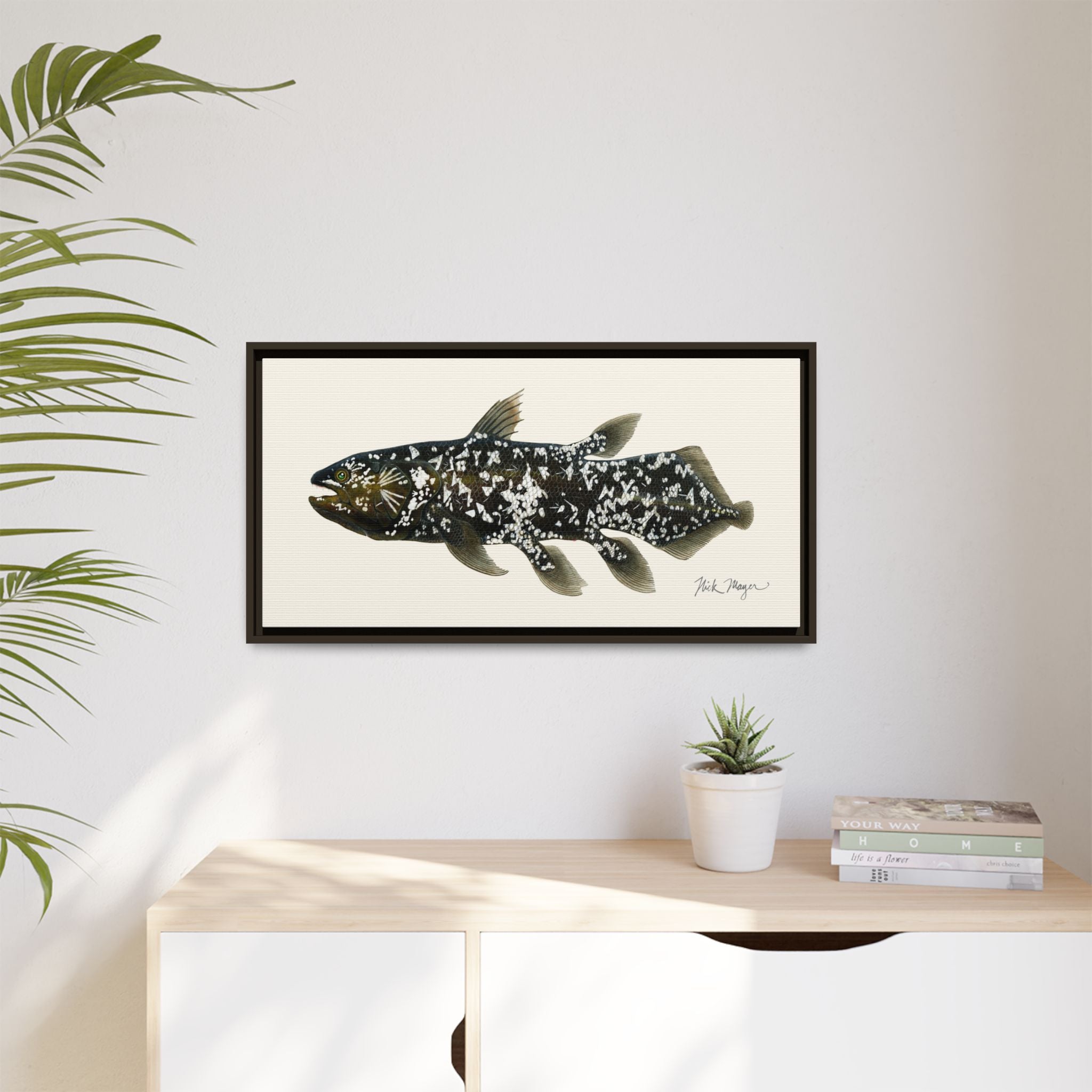 Coelacanth Framed Canvas Print Printify