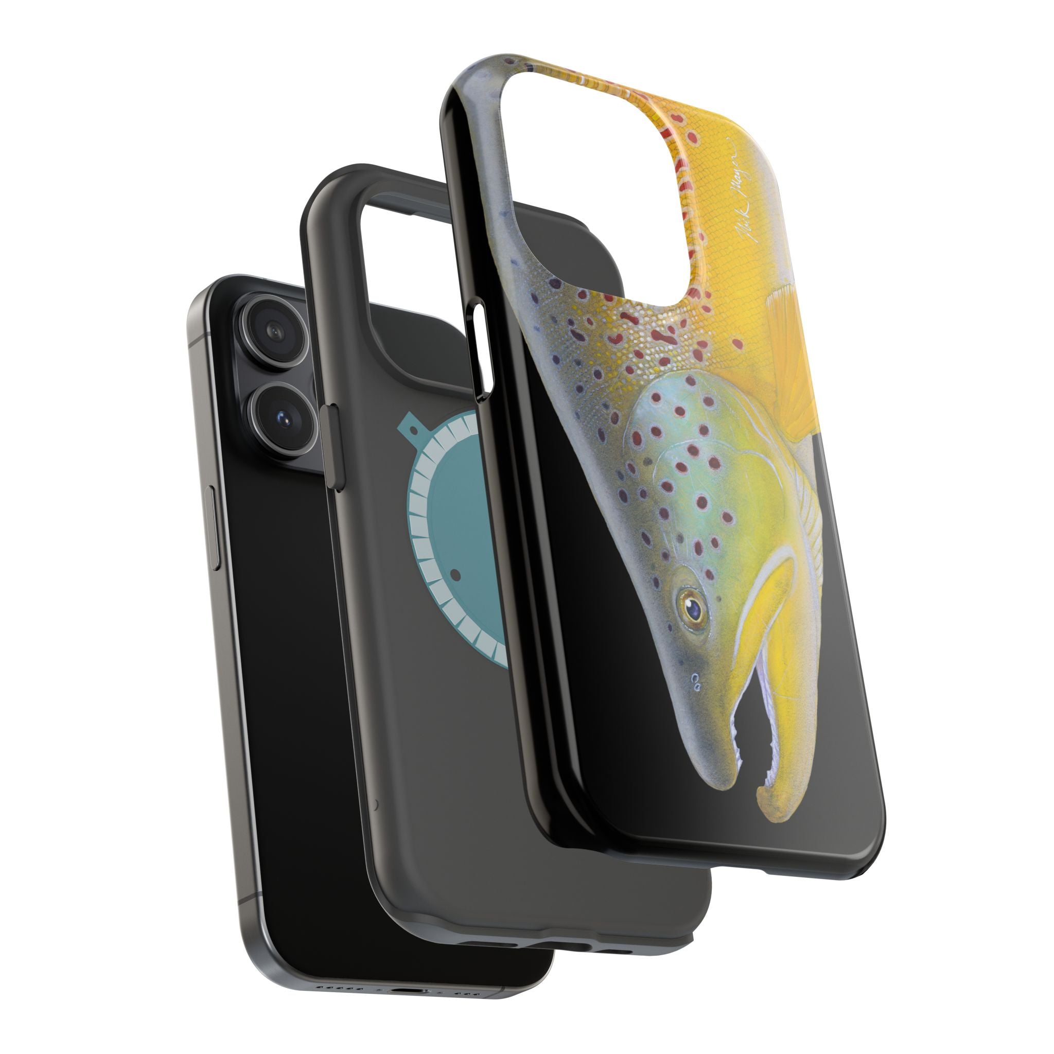 Brown Trout 3 Face Black MagSafe iPhone Case