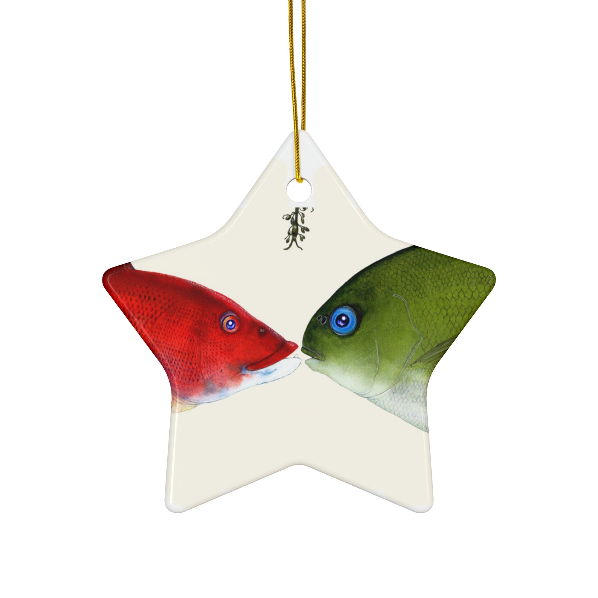 Holiday Kisses Ceramic Ornament