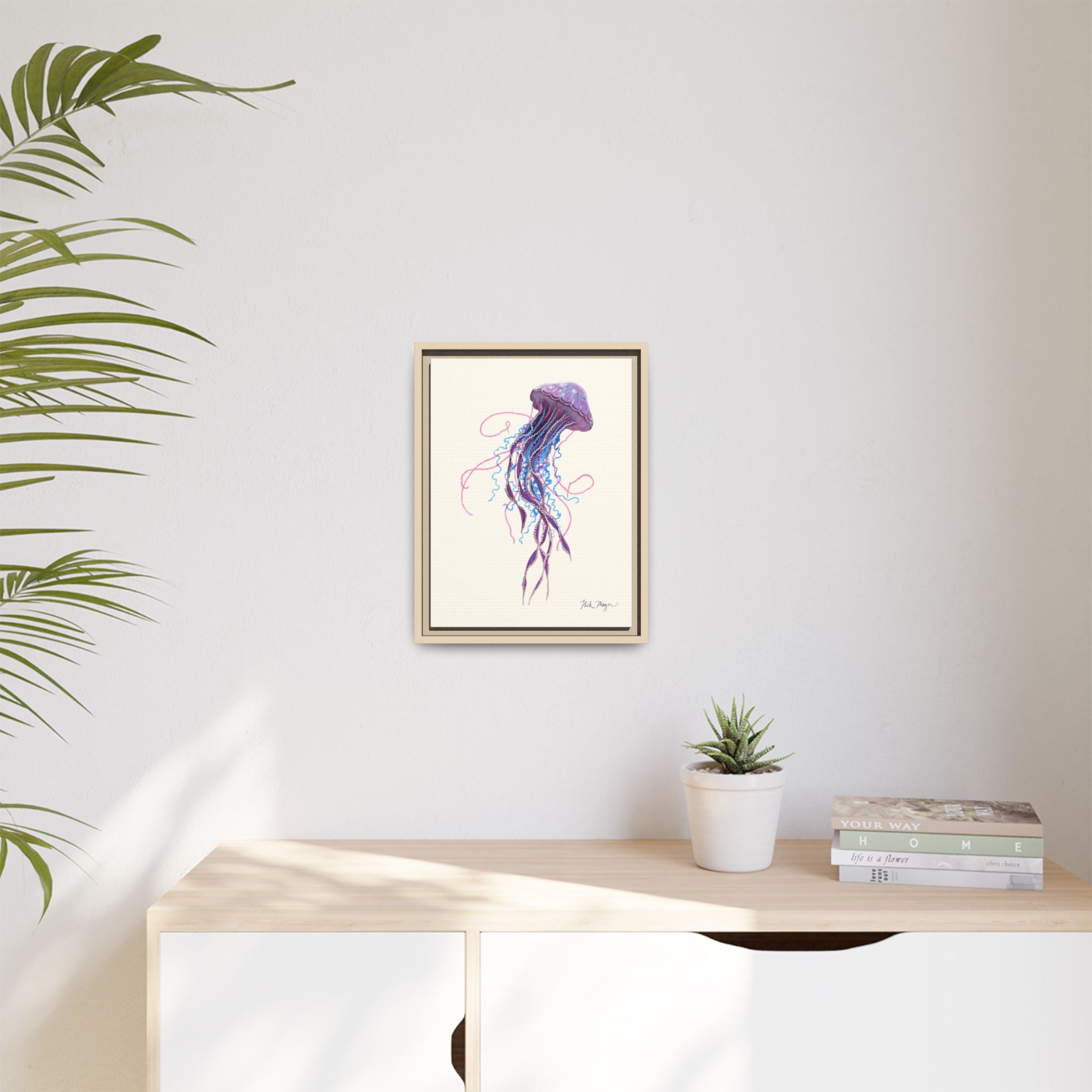 Purple Jellyfish II Framed Canvas Print Printify