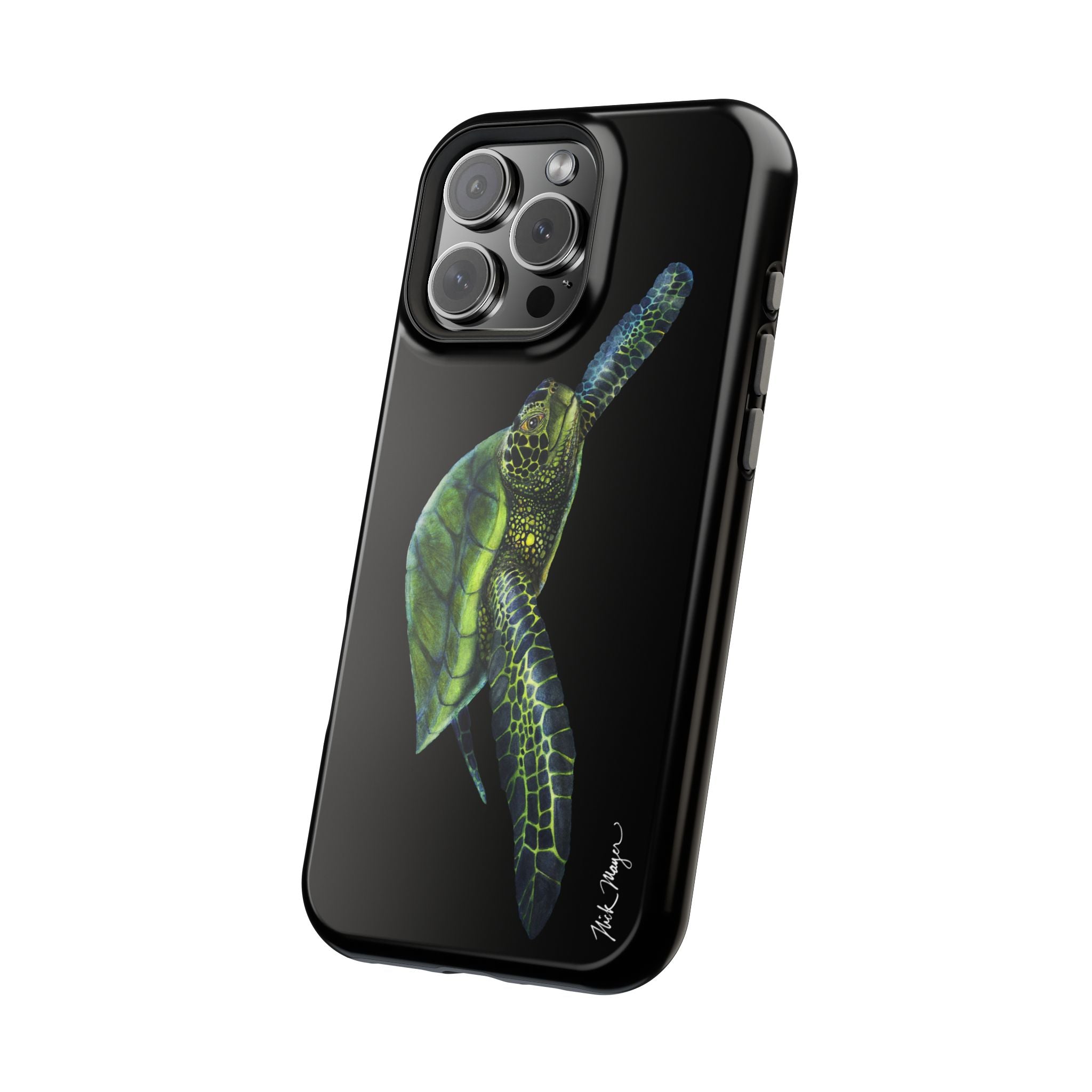 Green Sea Turtle MagSafe Black iPhone Case