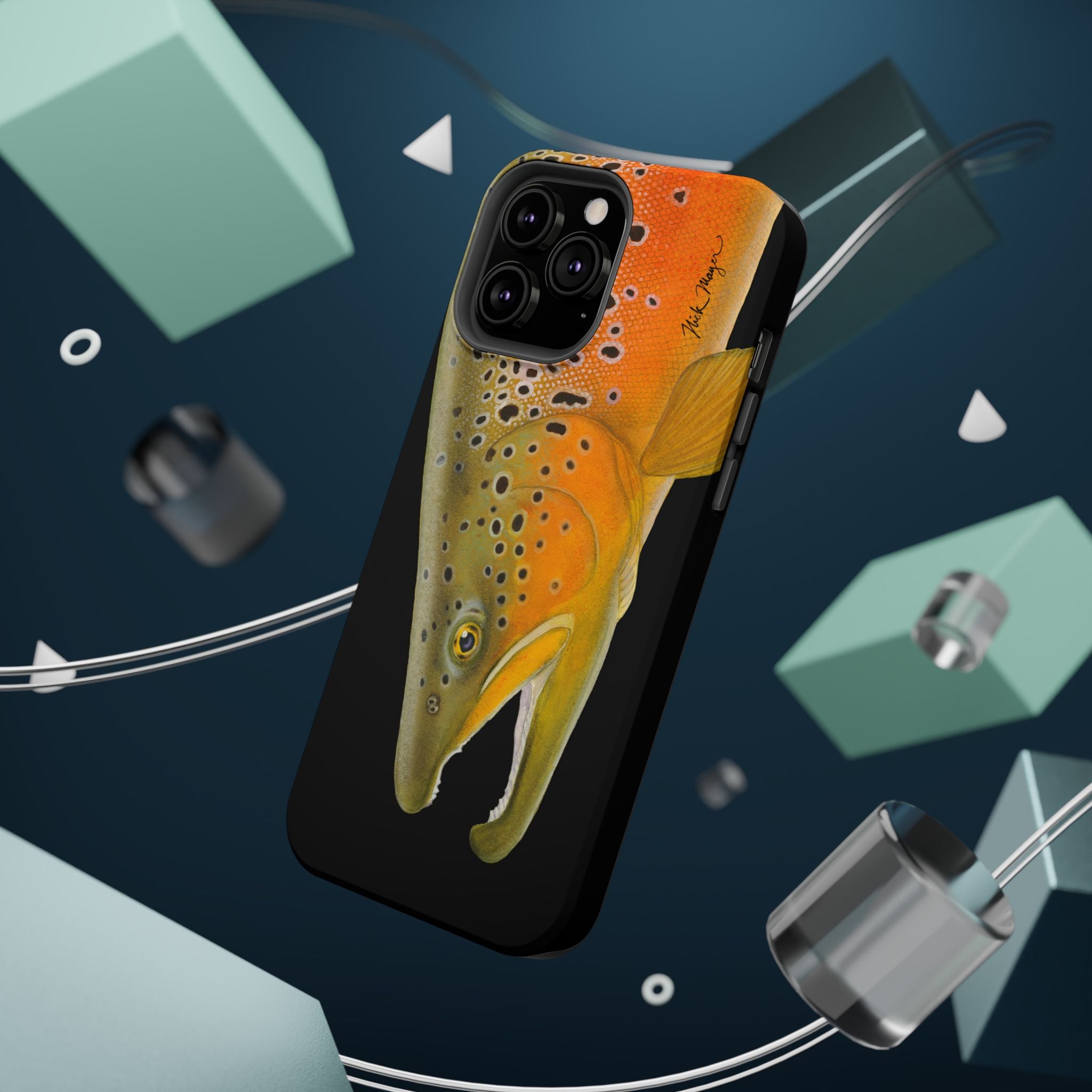 Brown Trout 2 Black MagSafe iPhone Case