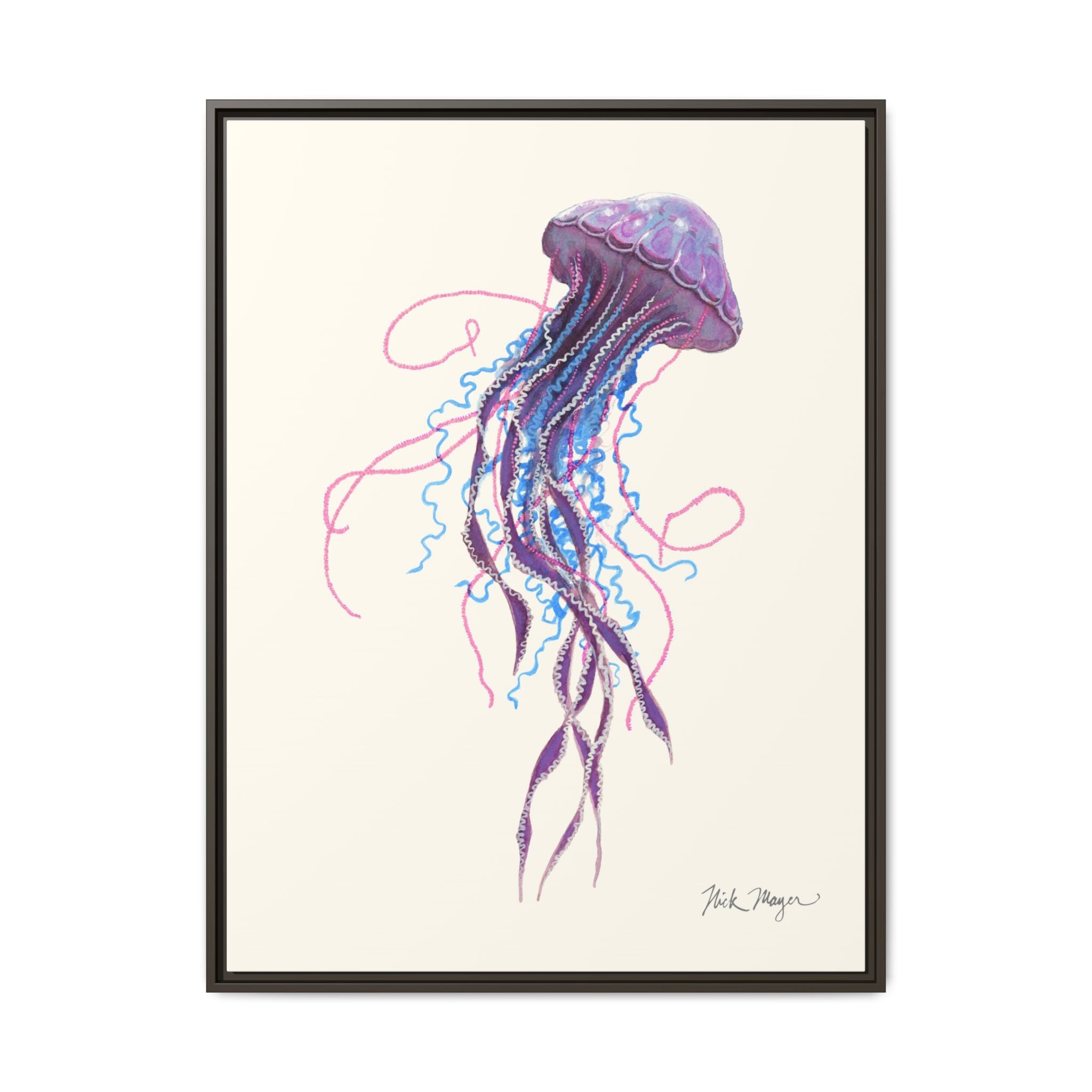 Purple Jellyfish II Framed Canvas Print Printify
