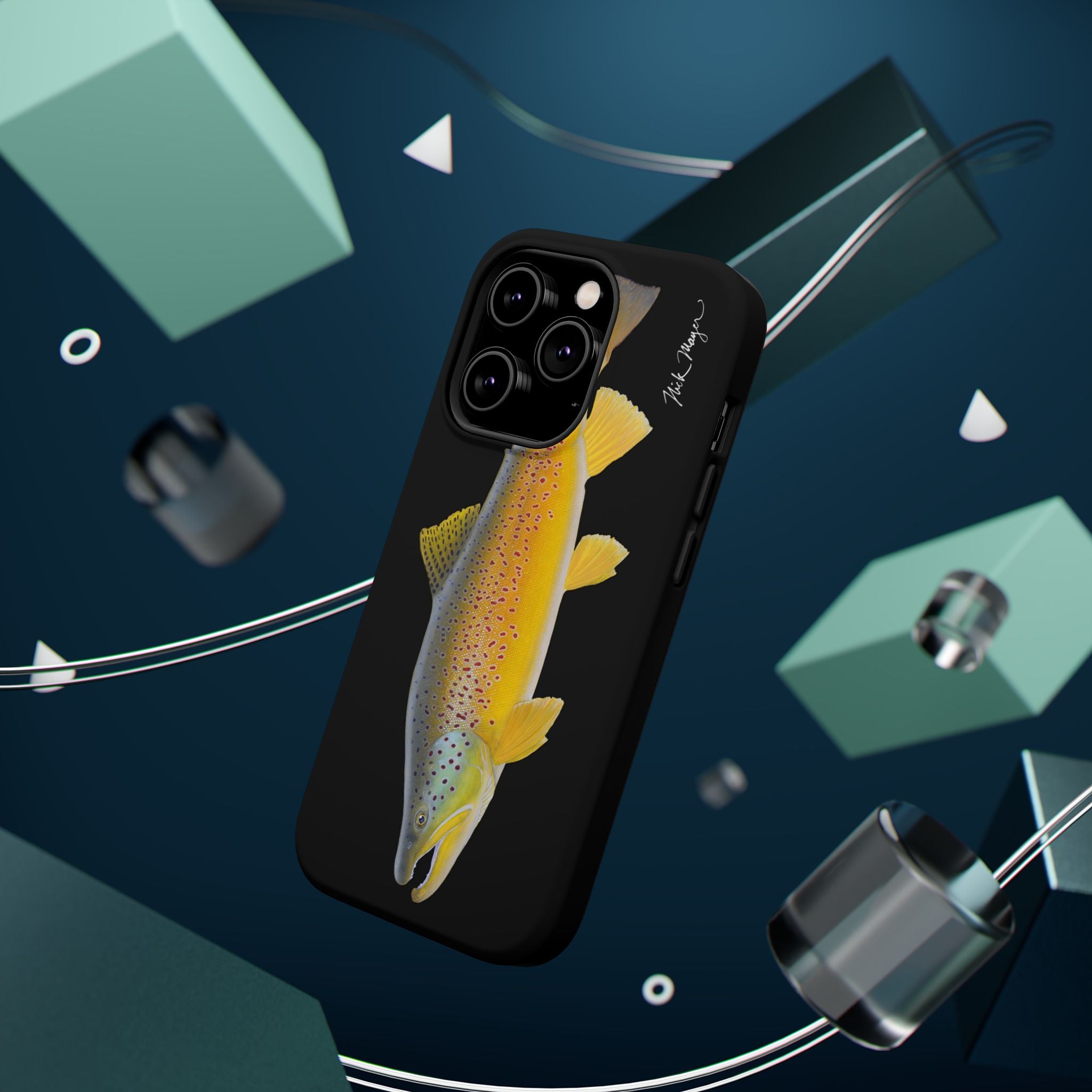 Brown Trout 3 Black MagSafe iPhone Case