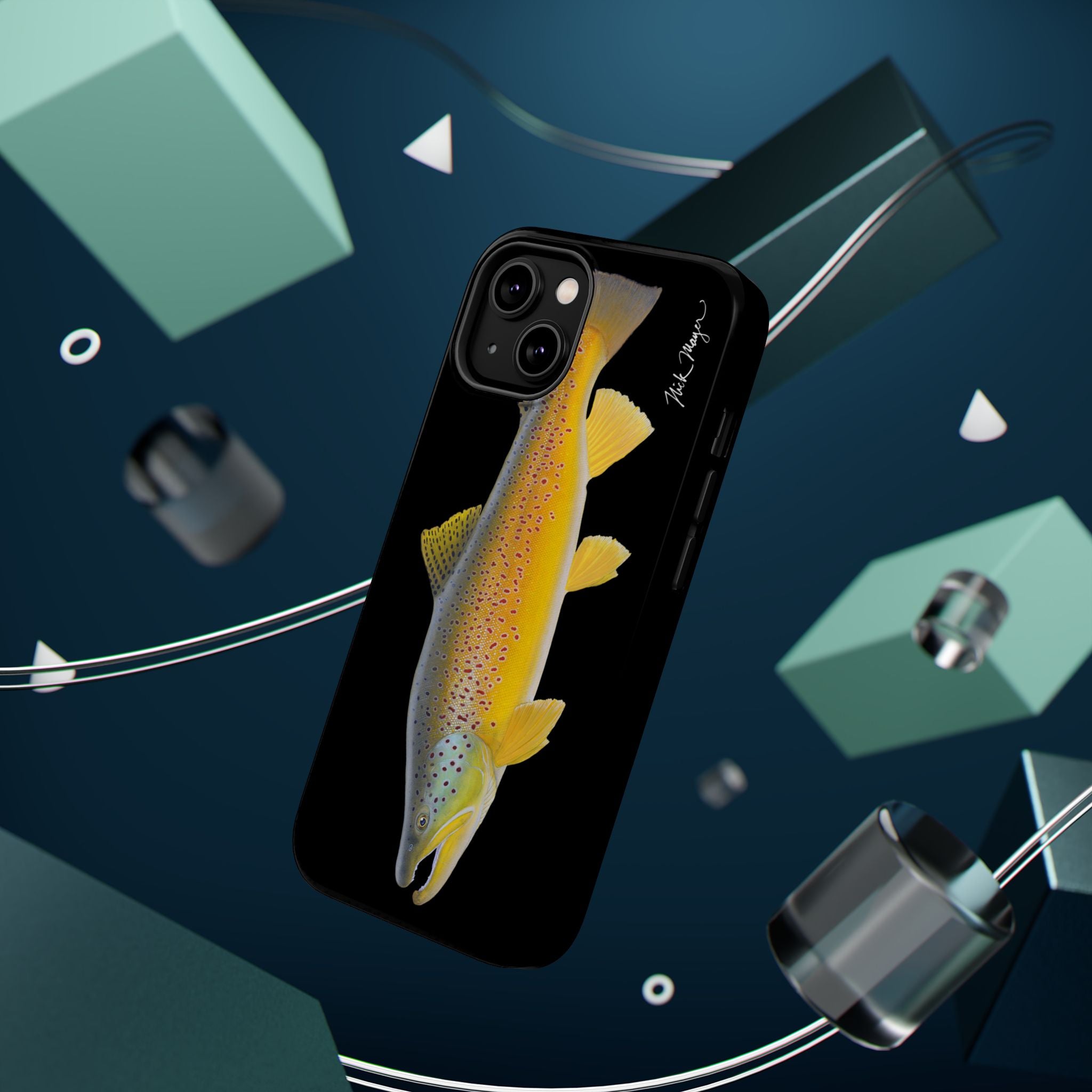 Brown Trout 3 Black MagSafe iPhone Case