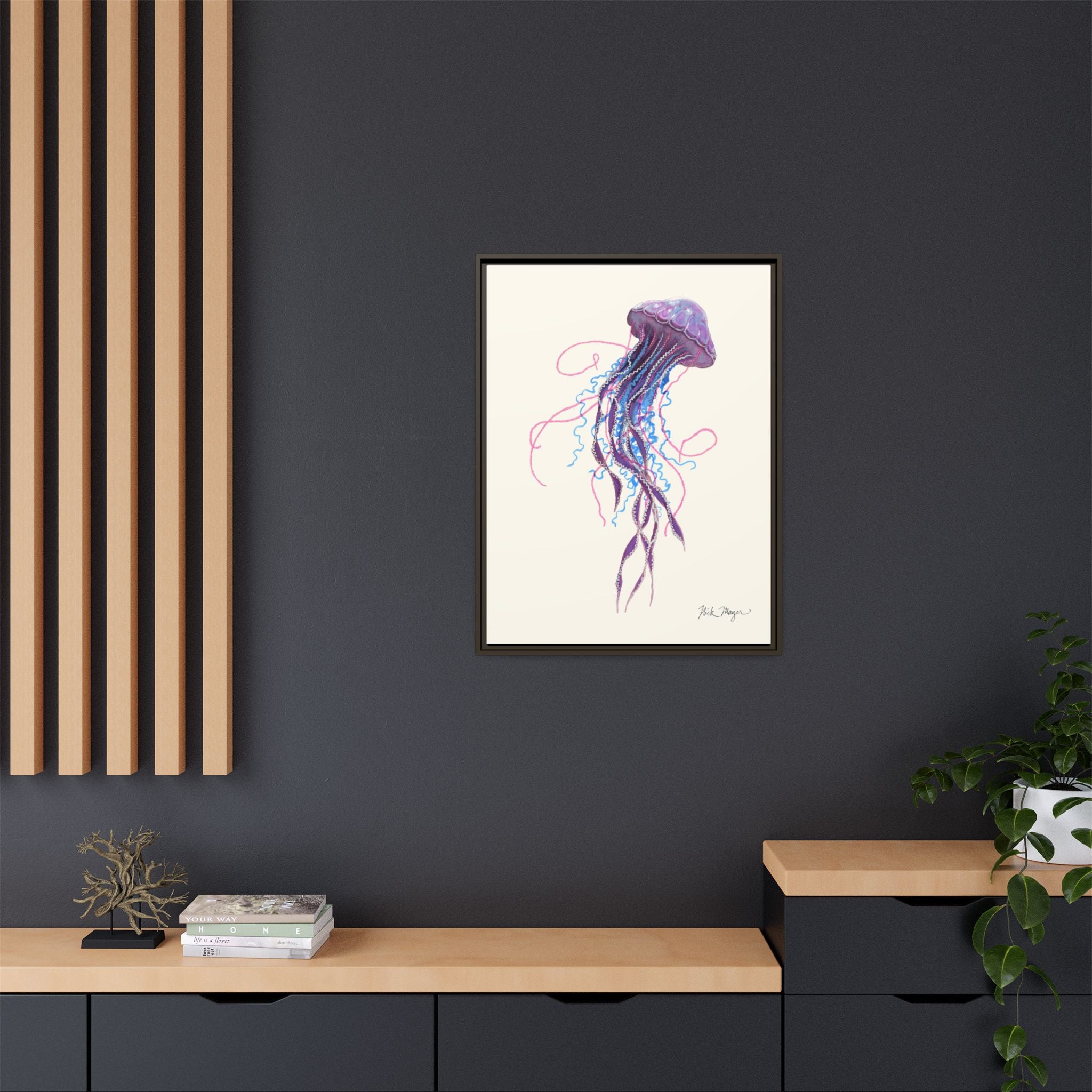 Purple Jellyfish II Framed Canvas Print Printify