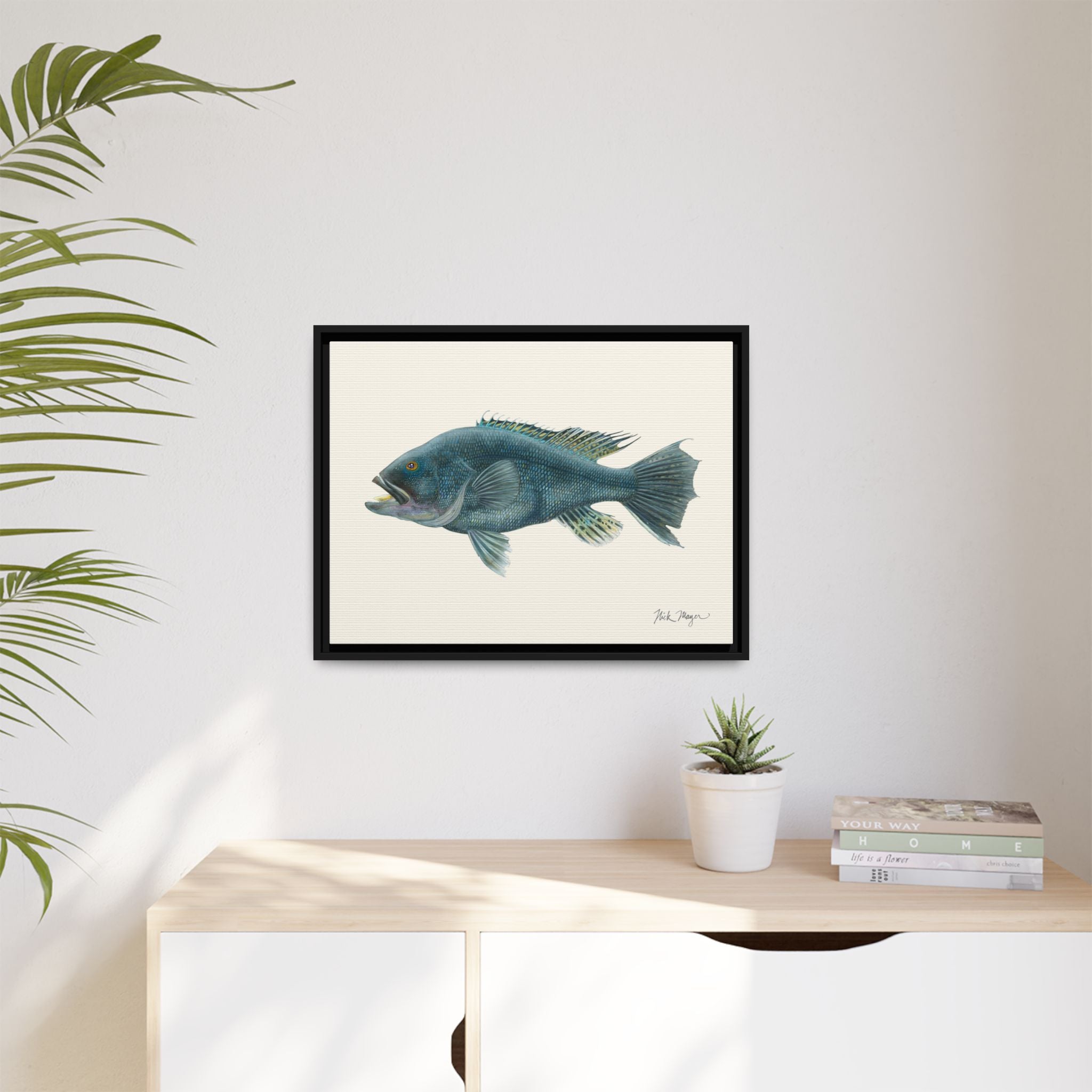 Black Sea Bass Framed Canvas Print Printify