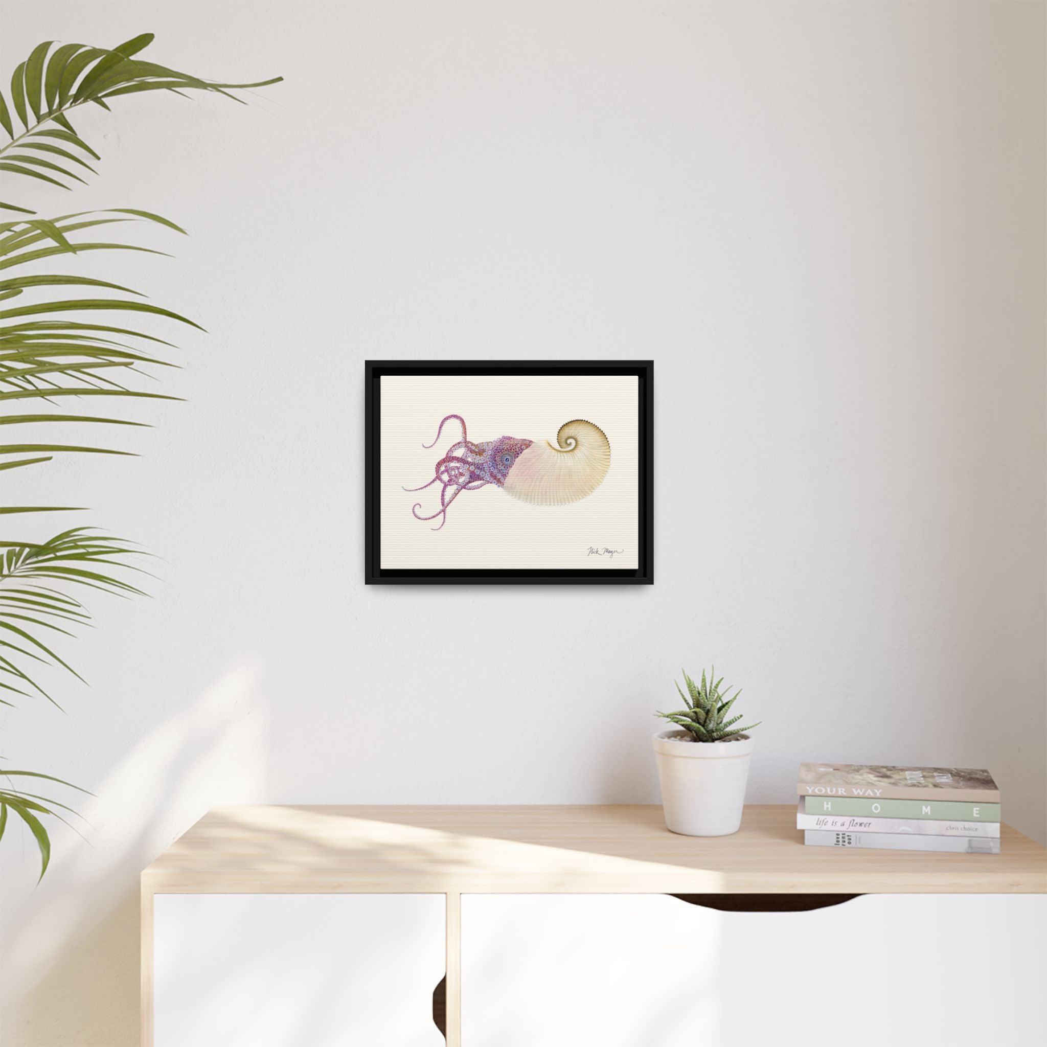 Paper Nautilus Framed Canvas Print Printify