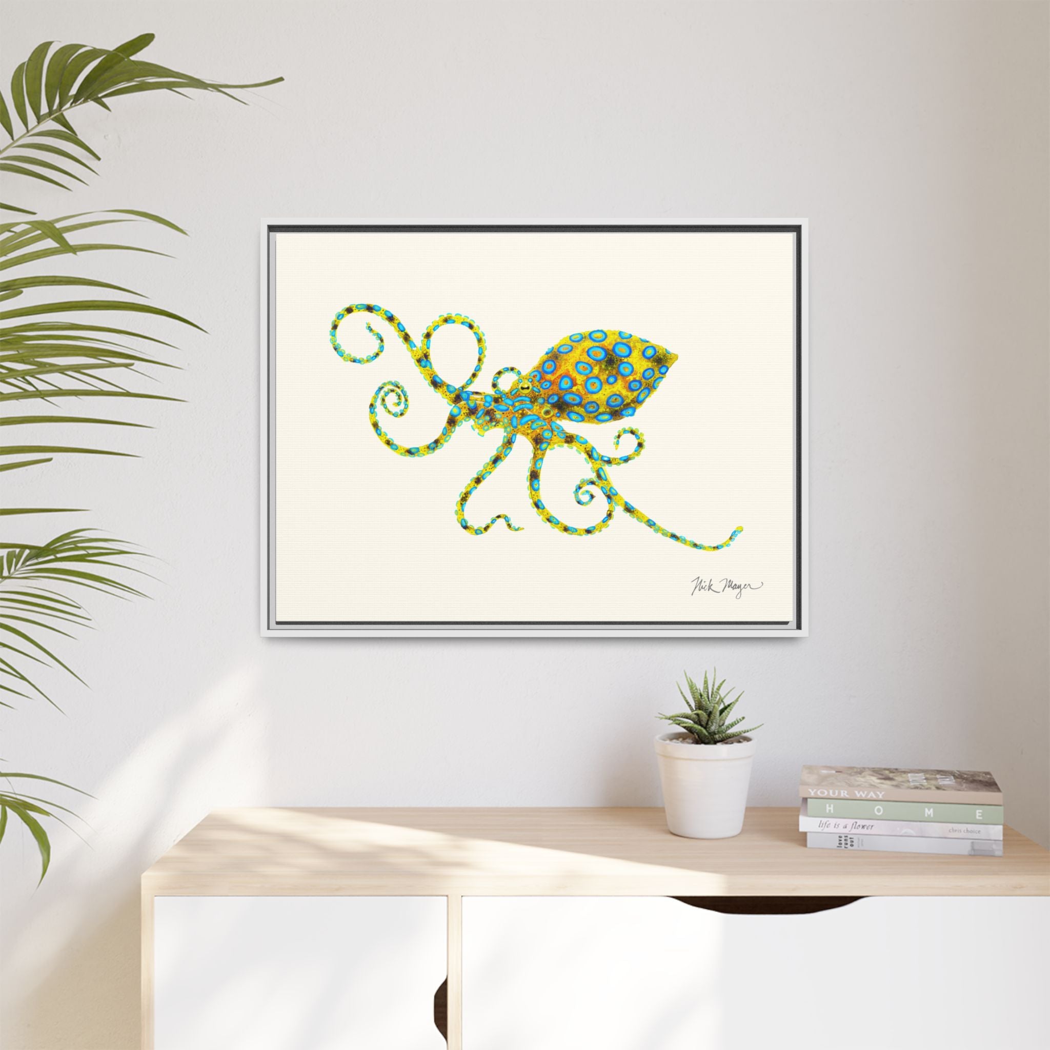 Blue Ringed Octopus Framed Canvas Print Printify