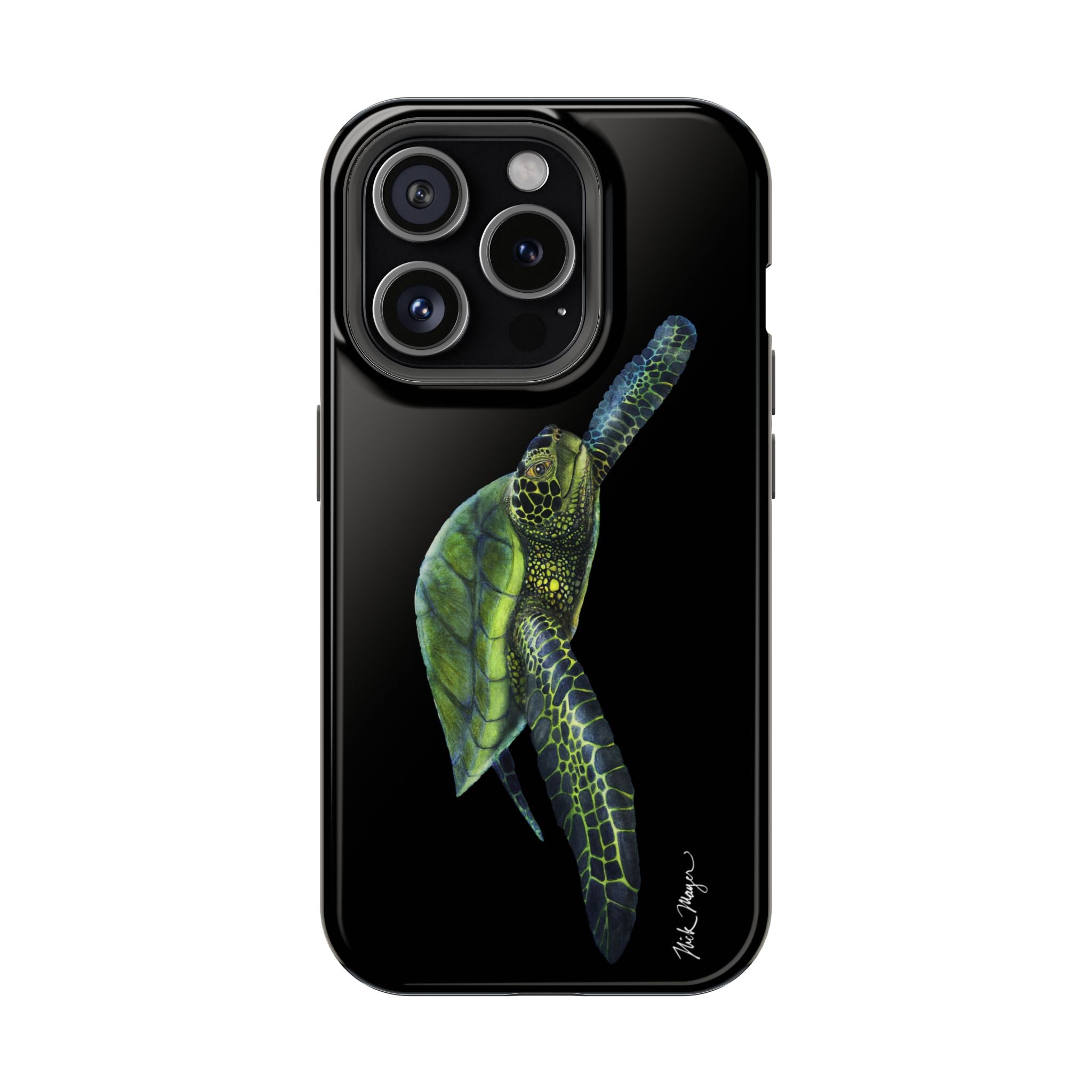 Green Sea Turtle MagSafe Black iPhone Case