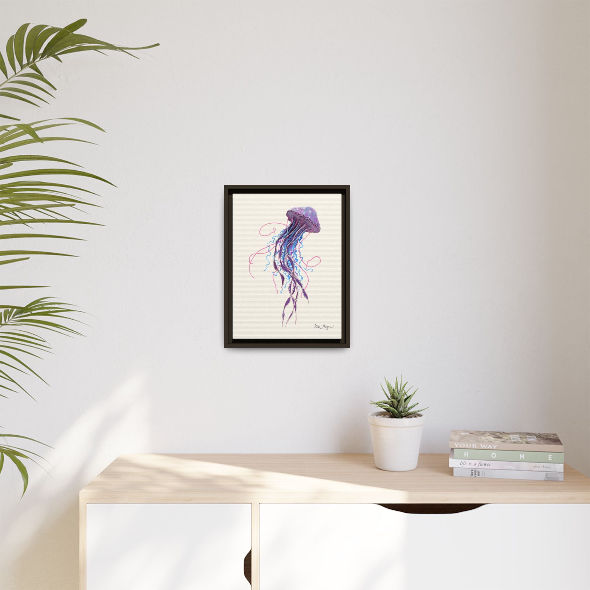 Purple Jellyfish II Framed Canvas Print Printify