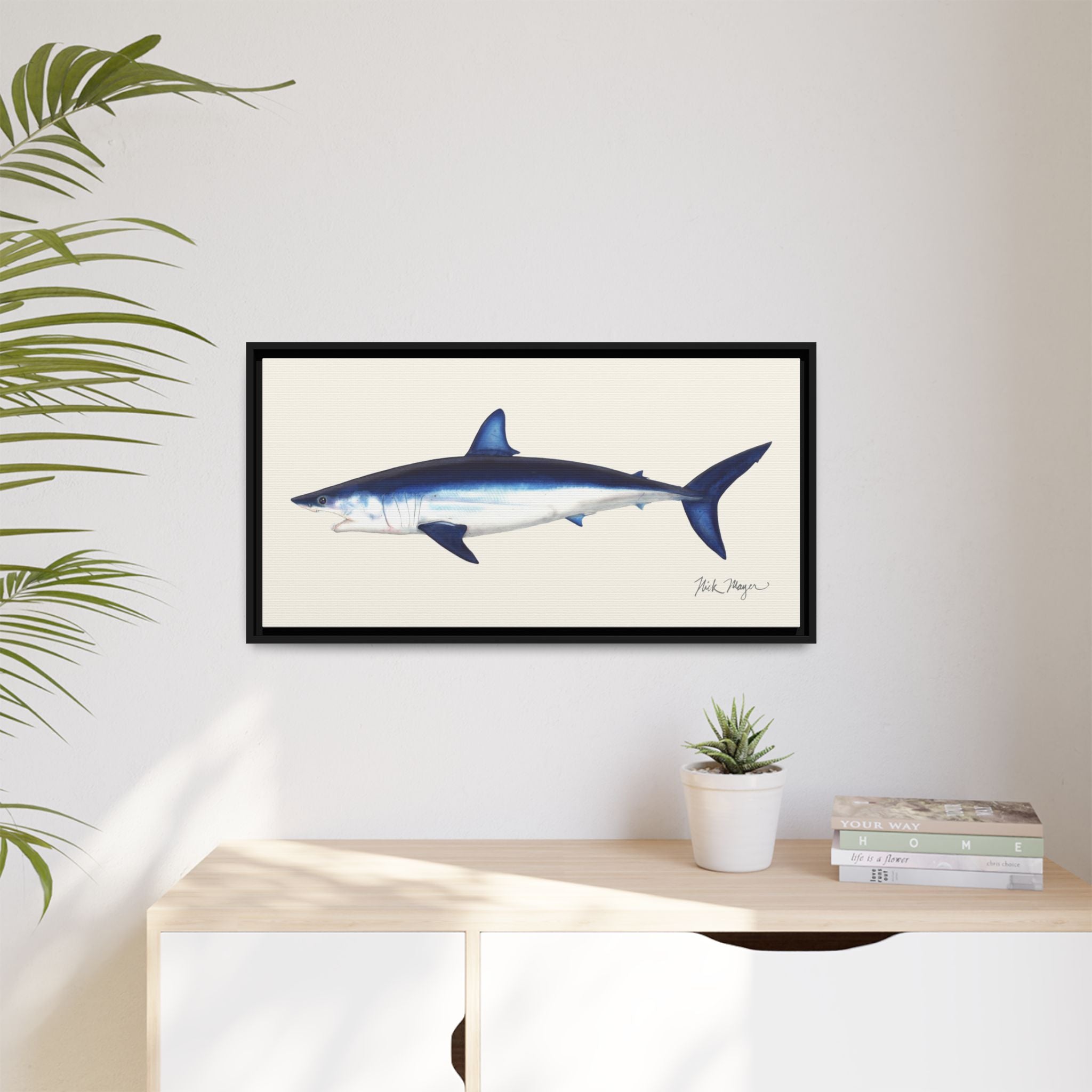 Mako Shark Framed Canvas Print Printify